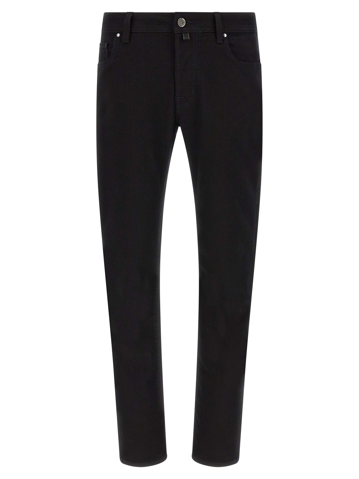 Black Cotton Straight-Leg Jeans