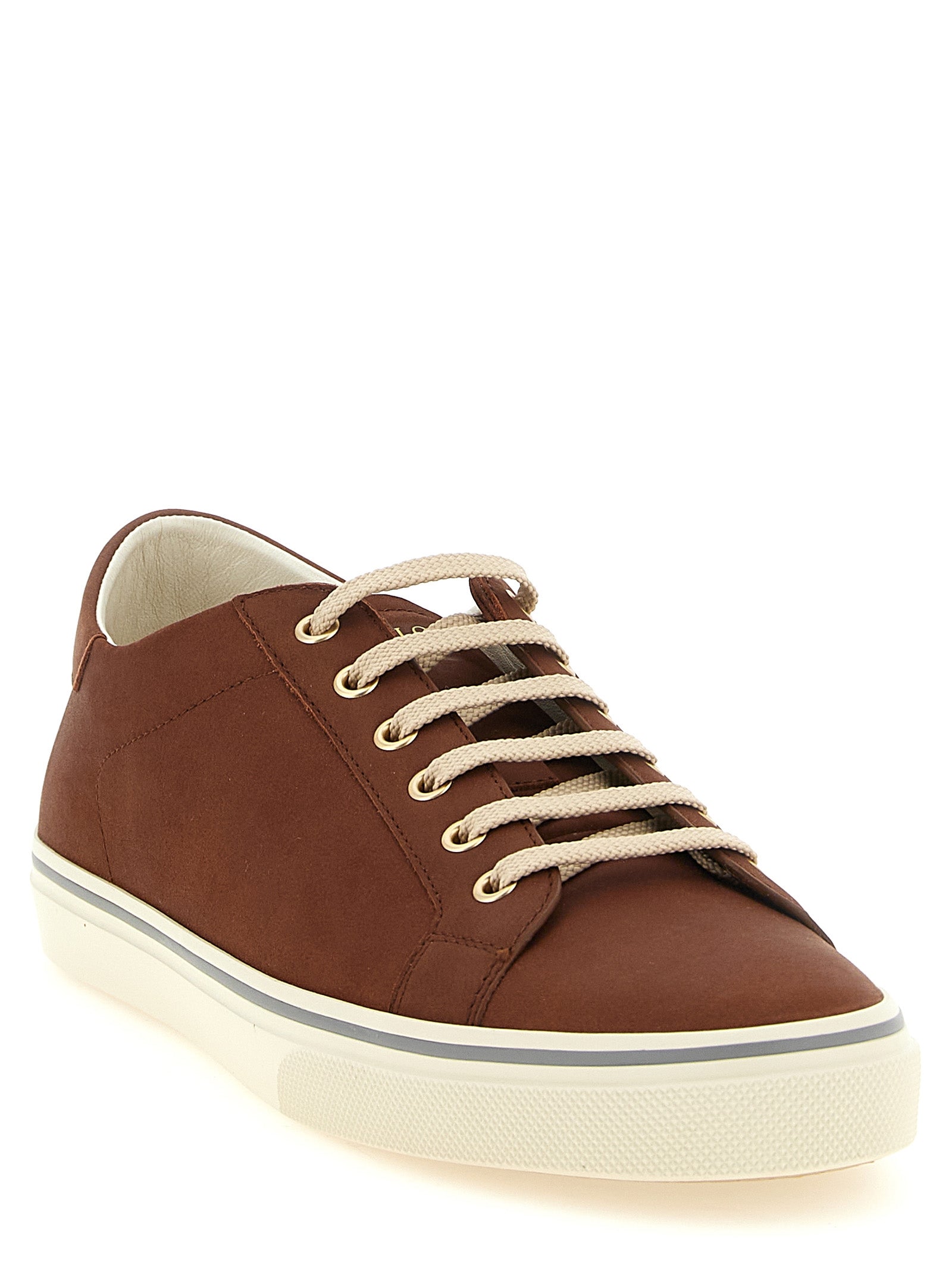 Brown Calfskin Low Top Sneakers