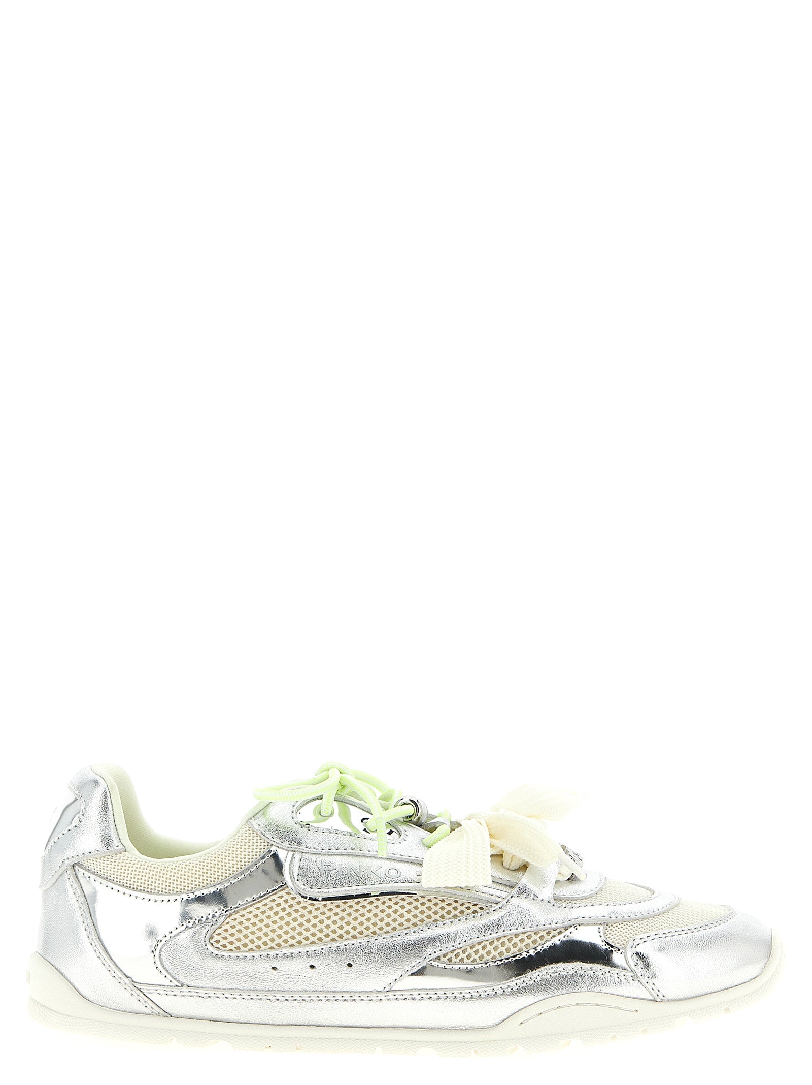 Silver Leather Athletic Sneakers