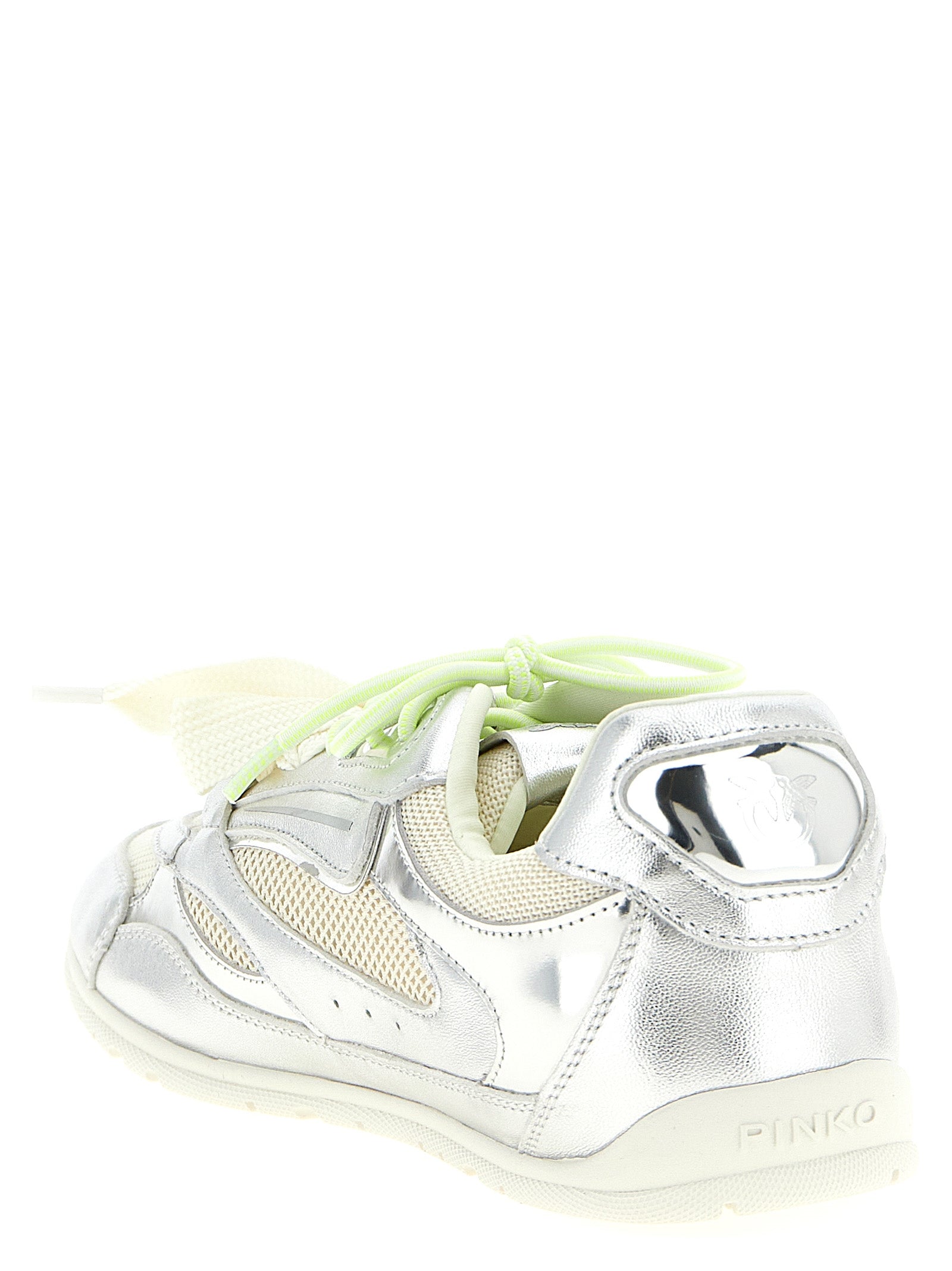 Silver Leather Athletic Sneakers