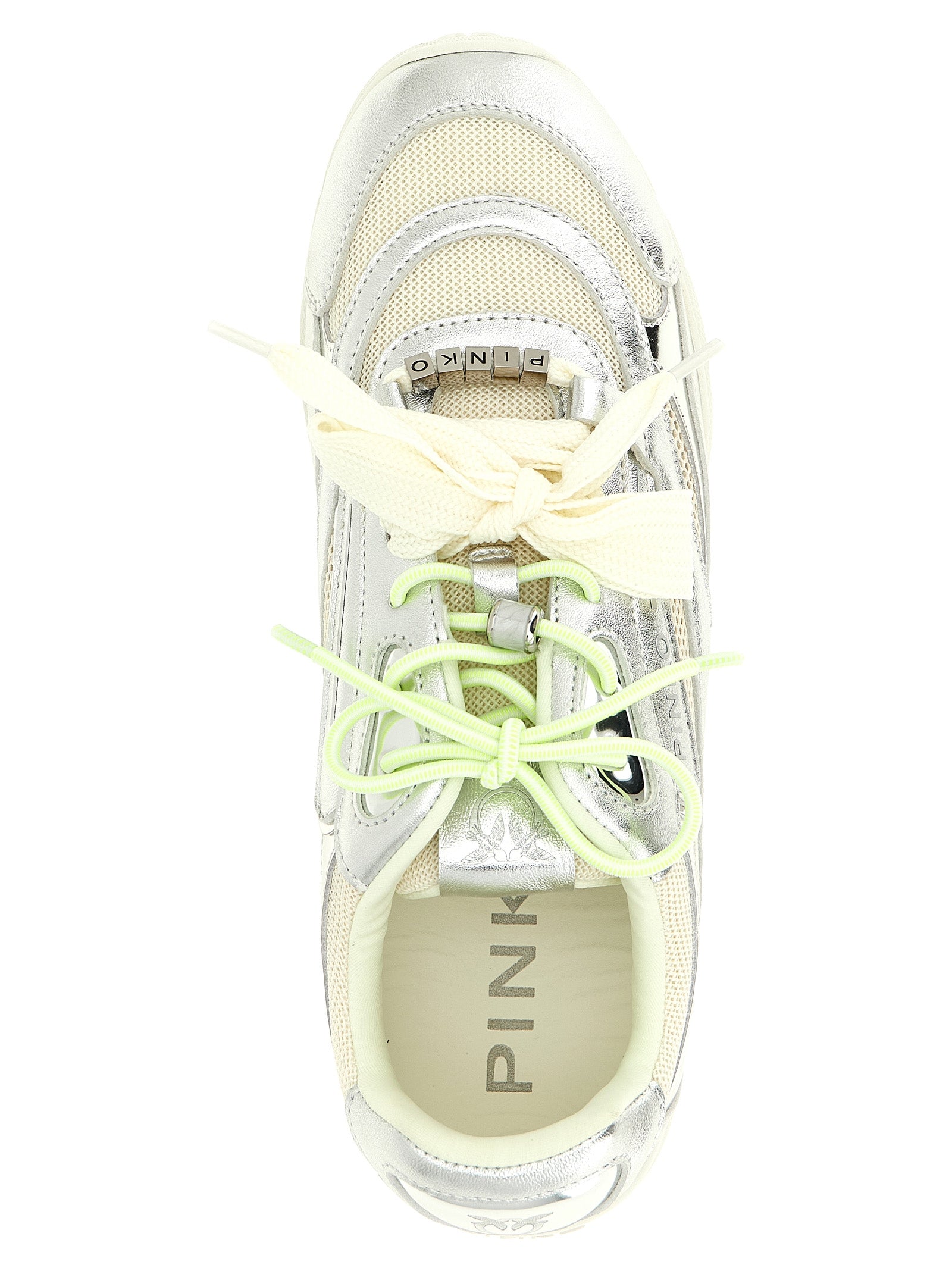 Silver Leather Athletic Sneakers
