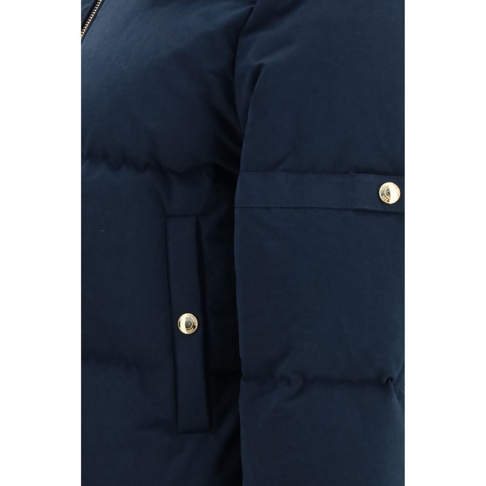 Blue Cotton Full-Length Jacket