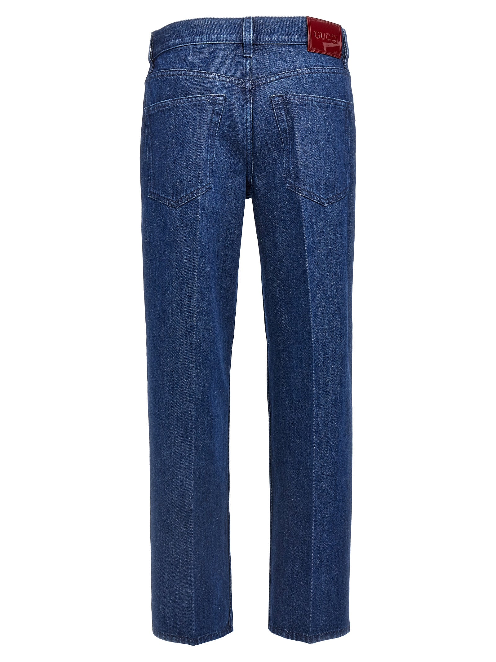 Blue Cotton Straight-Leg Jeans