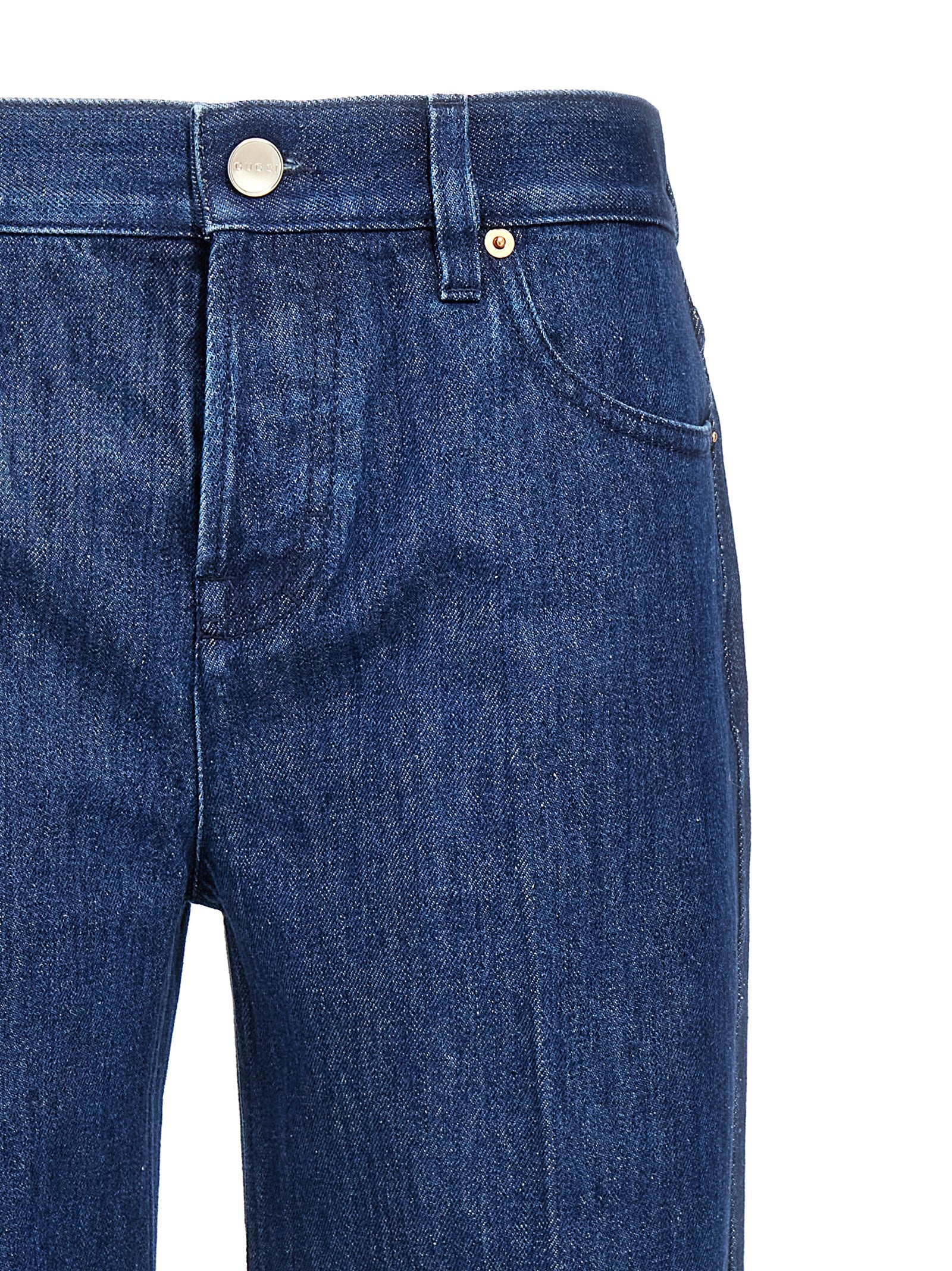 Blue Cotton Straight-Leg Jeans