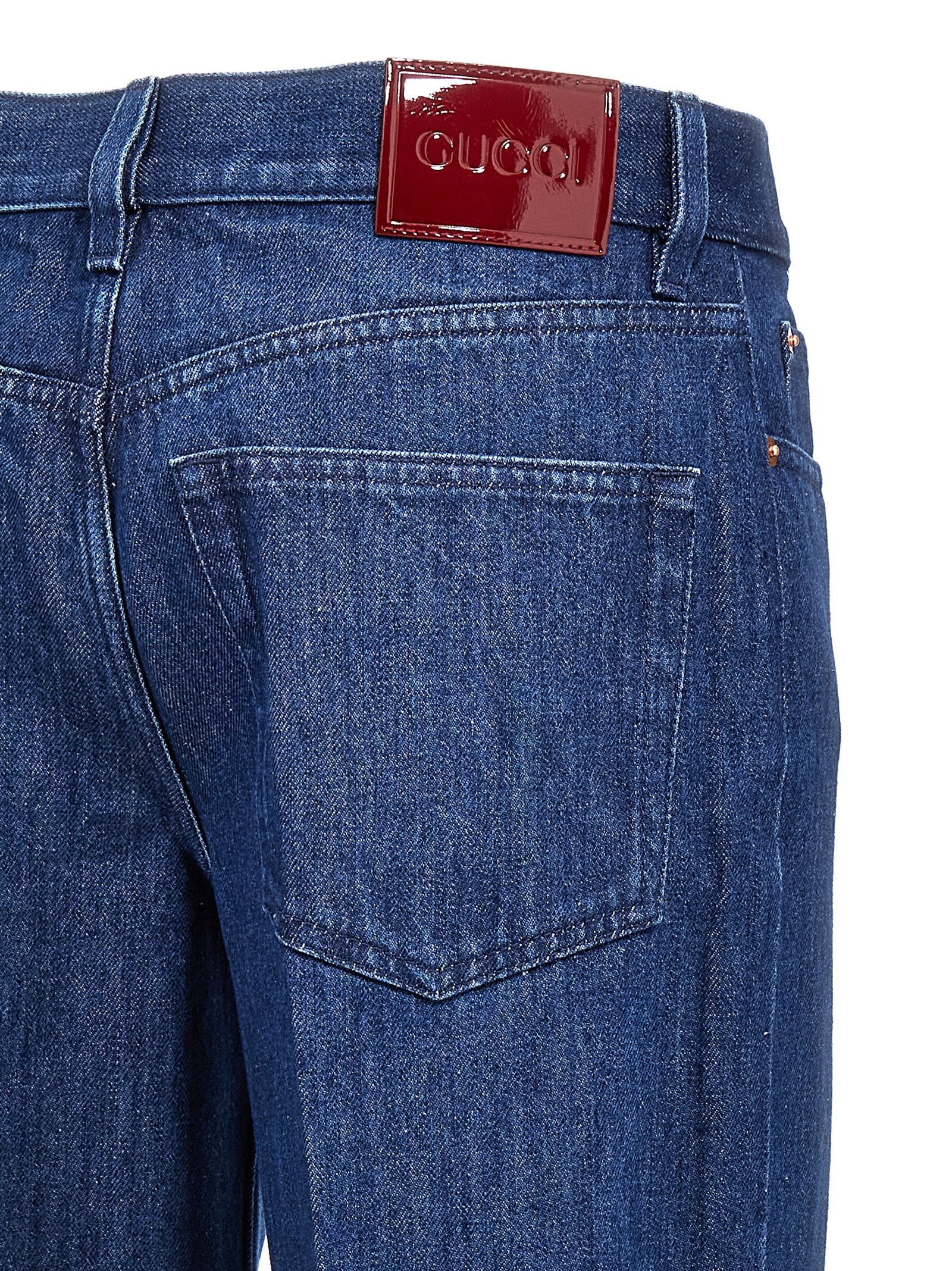 Blue Cotton Straight-Leg Jeans