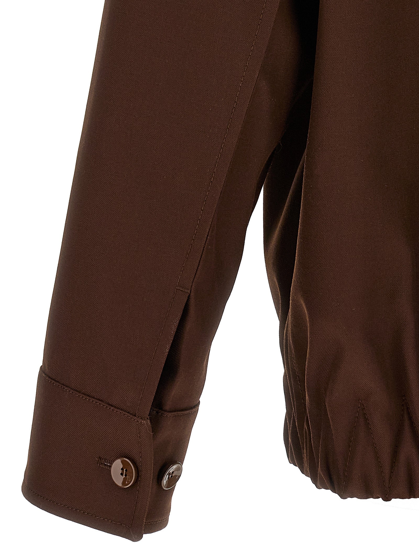 Brown Wool Full-Length Jacket