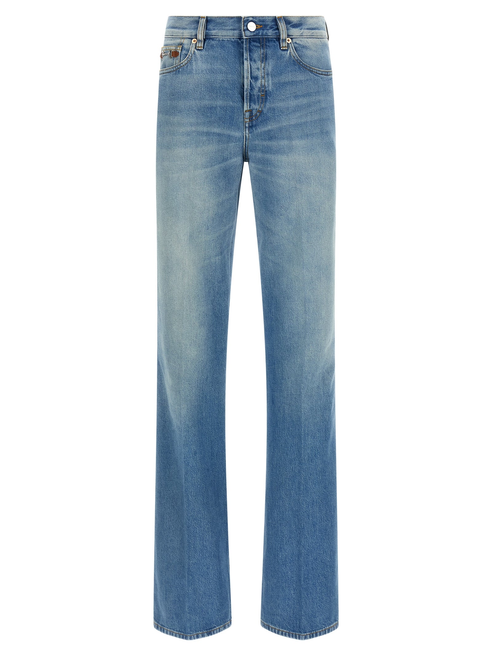 Blue Cotton Flared Jeans