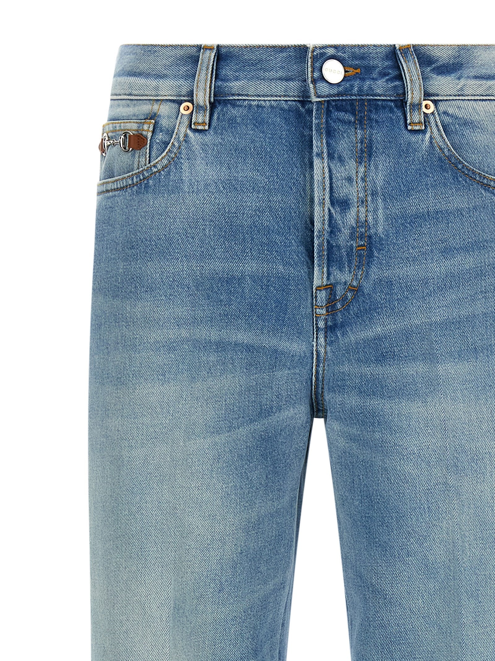 Blue Cotton Flared Jeans
