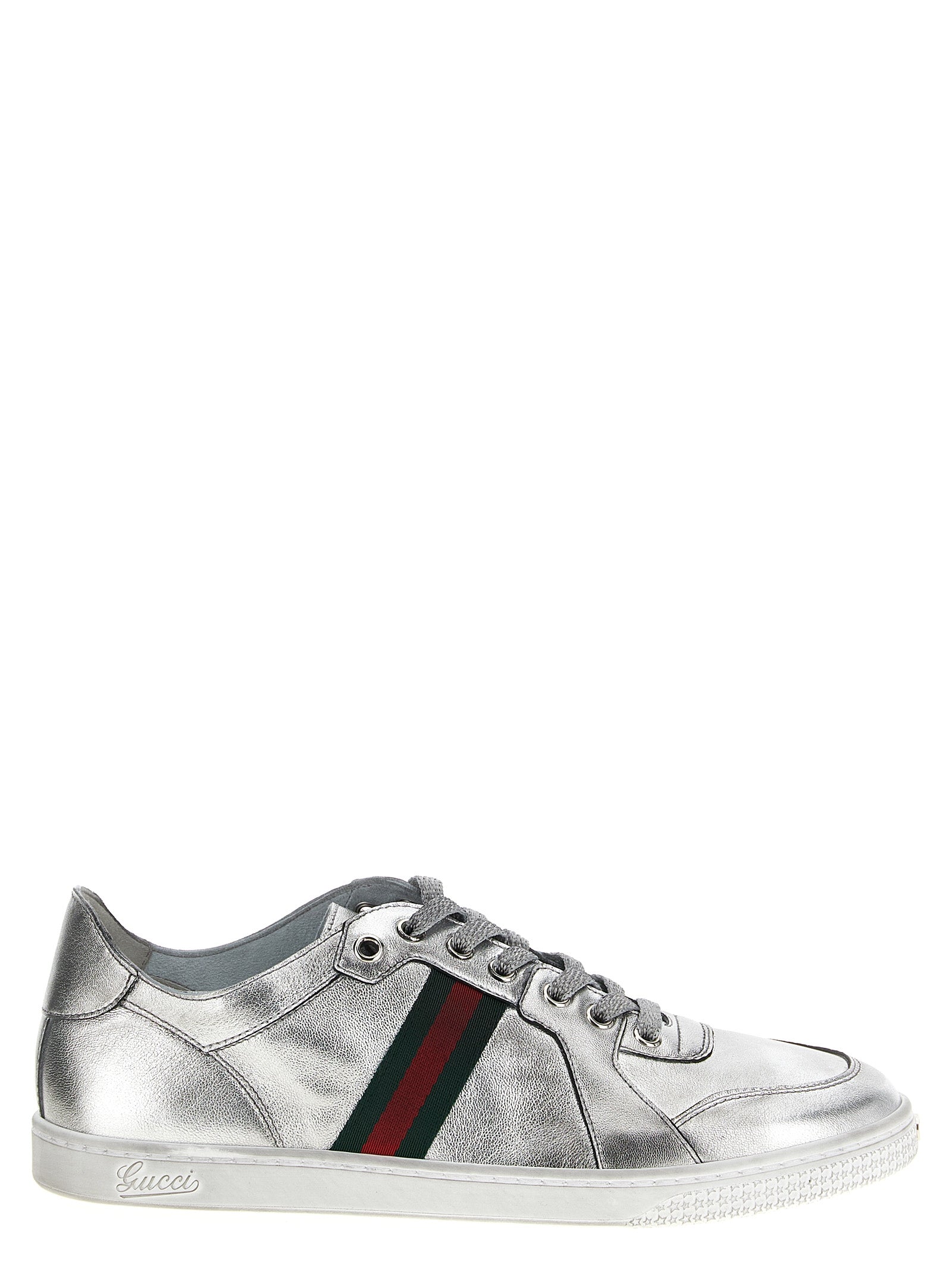 Silver Lamb Leather Athletic Sneakers