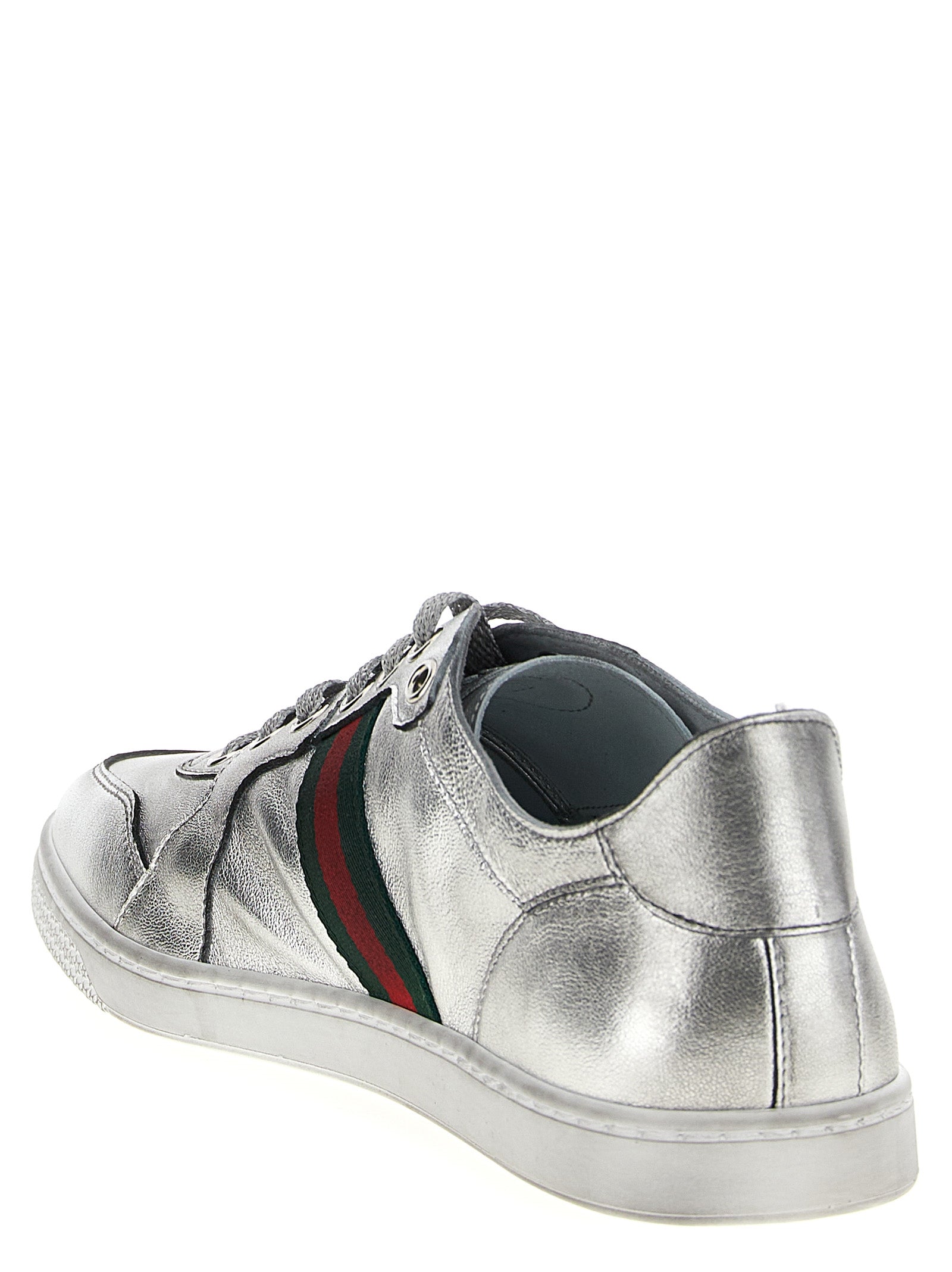 Silver Lamb Leather Athletic Sneakers