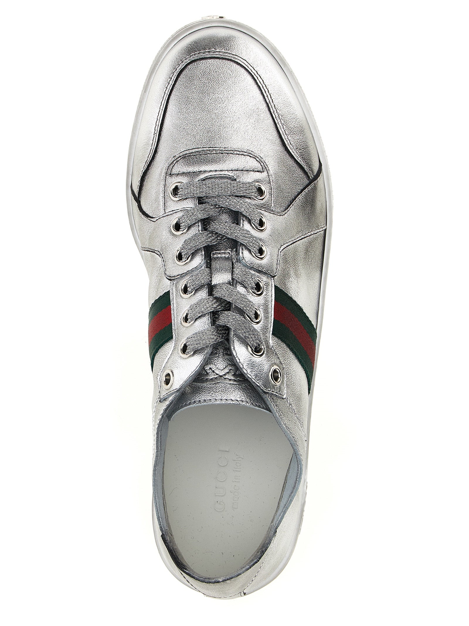 Silver Lamb Leather Athletic Sneakers