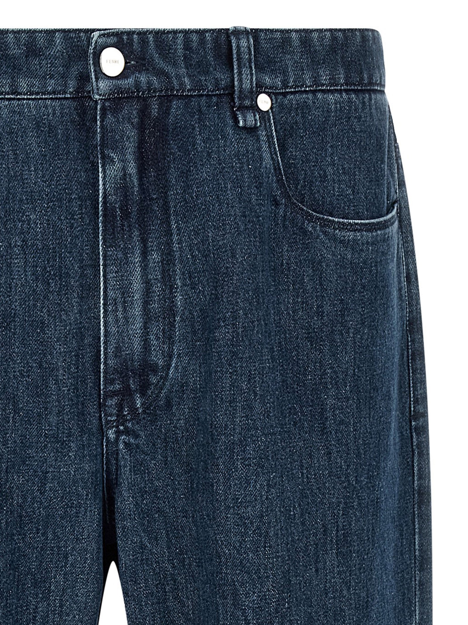Blue Cotton Flared Jeans