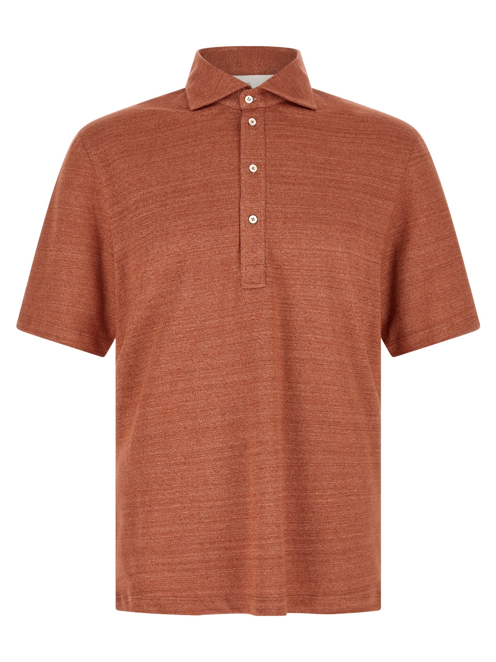 Orange Linen Polo Shirt
