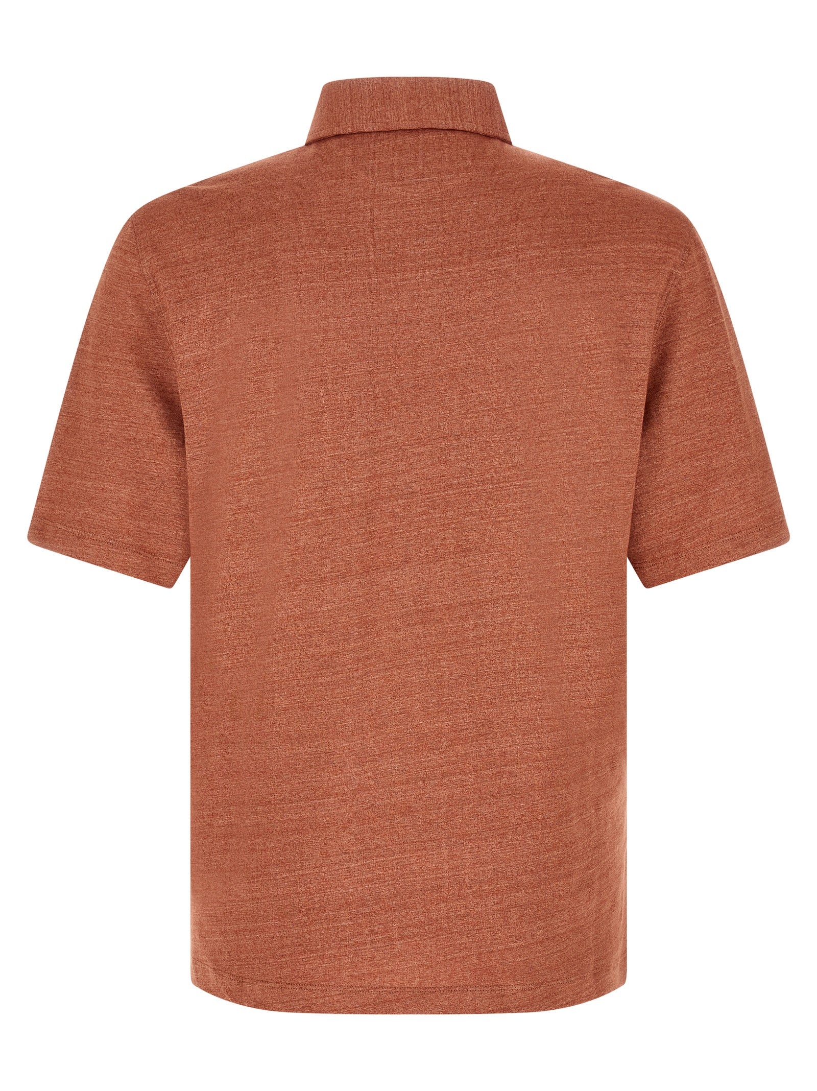 Orange Linen Polo Shirt