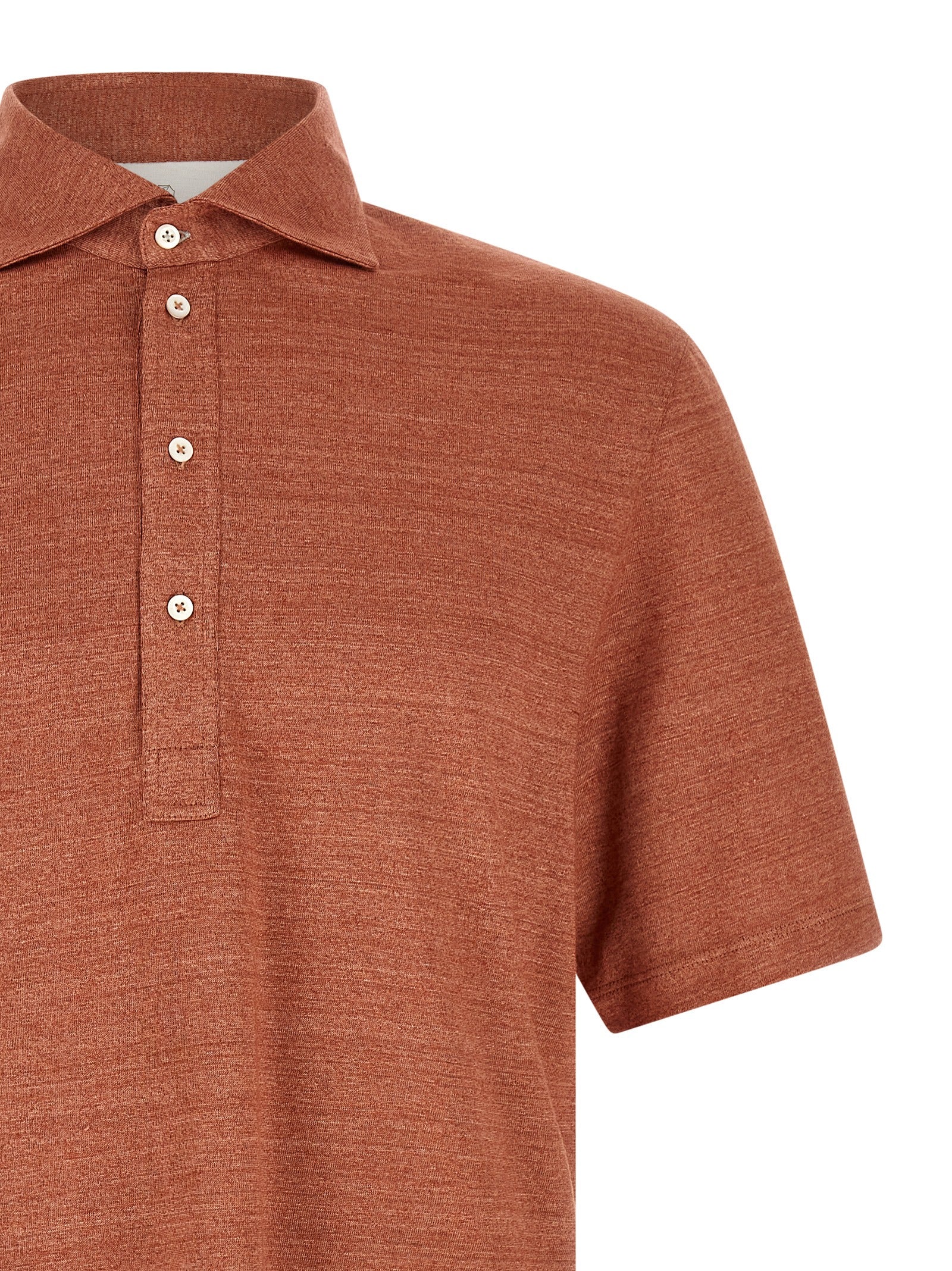Orange Linen Polo Shirt