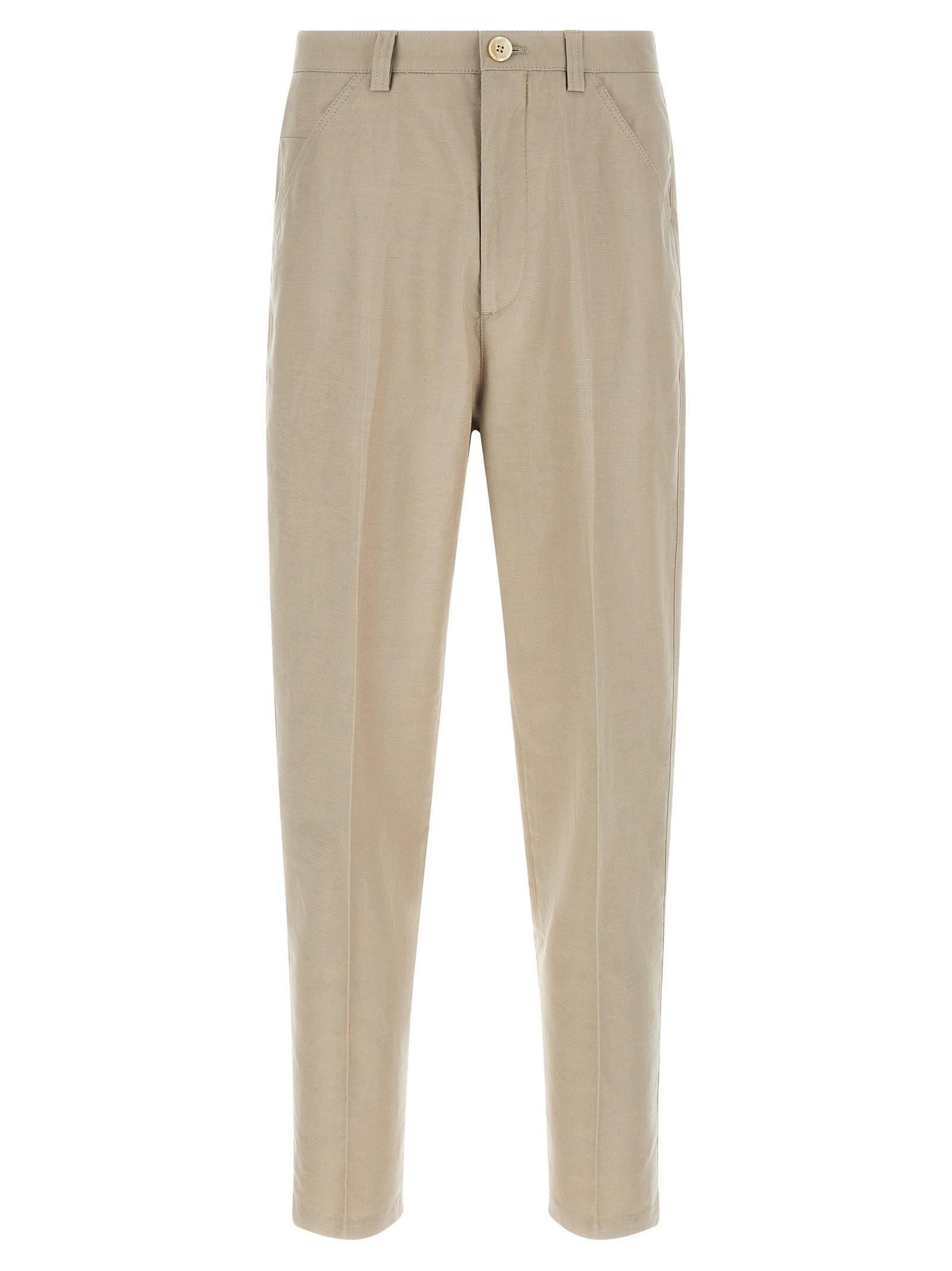 Brown Cotton Casual Pants