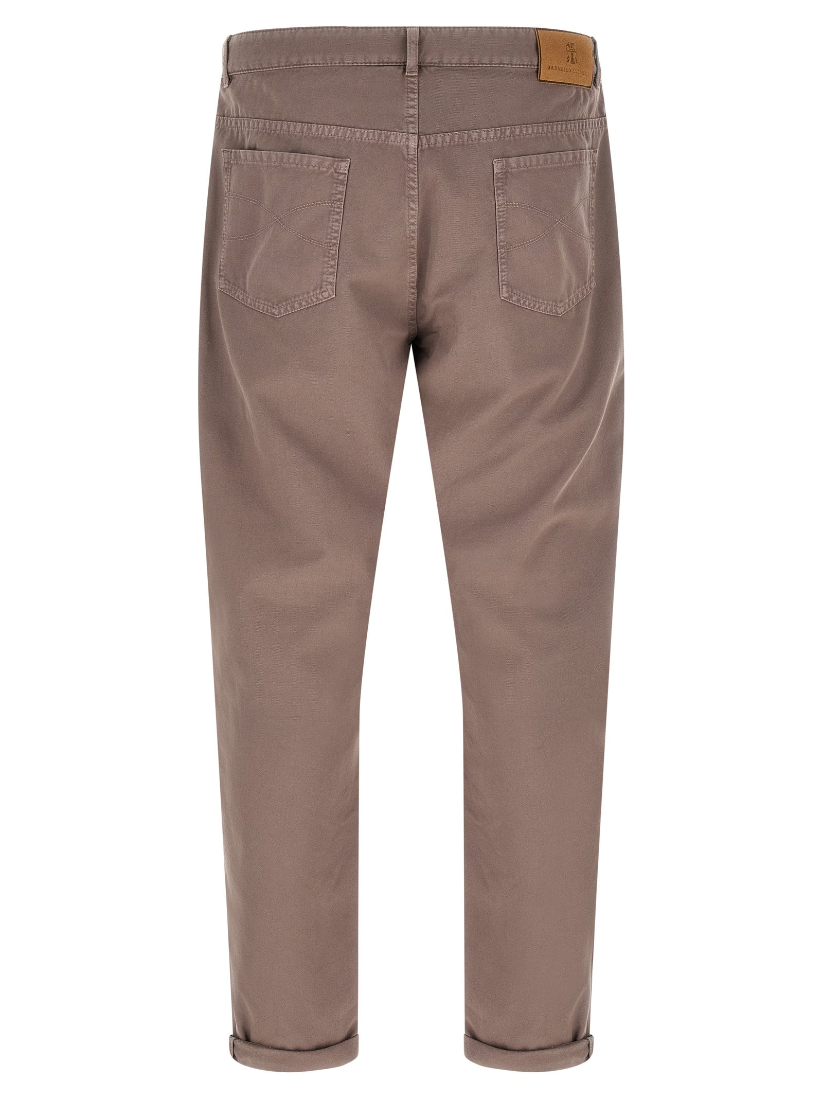 Brown Cotton Casual Pants