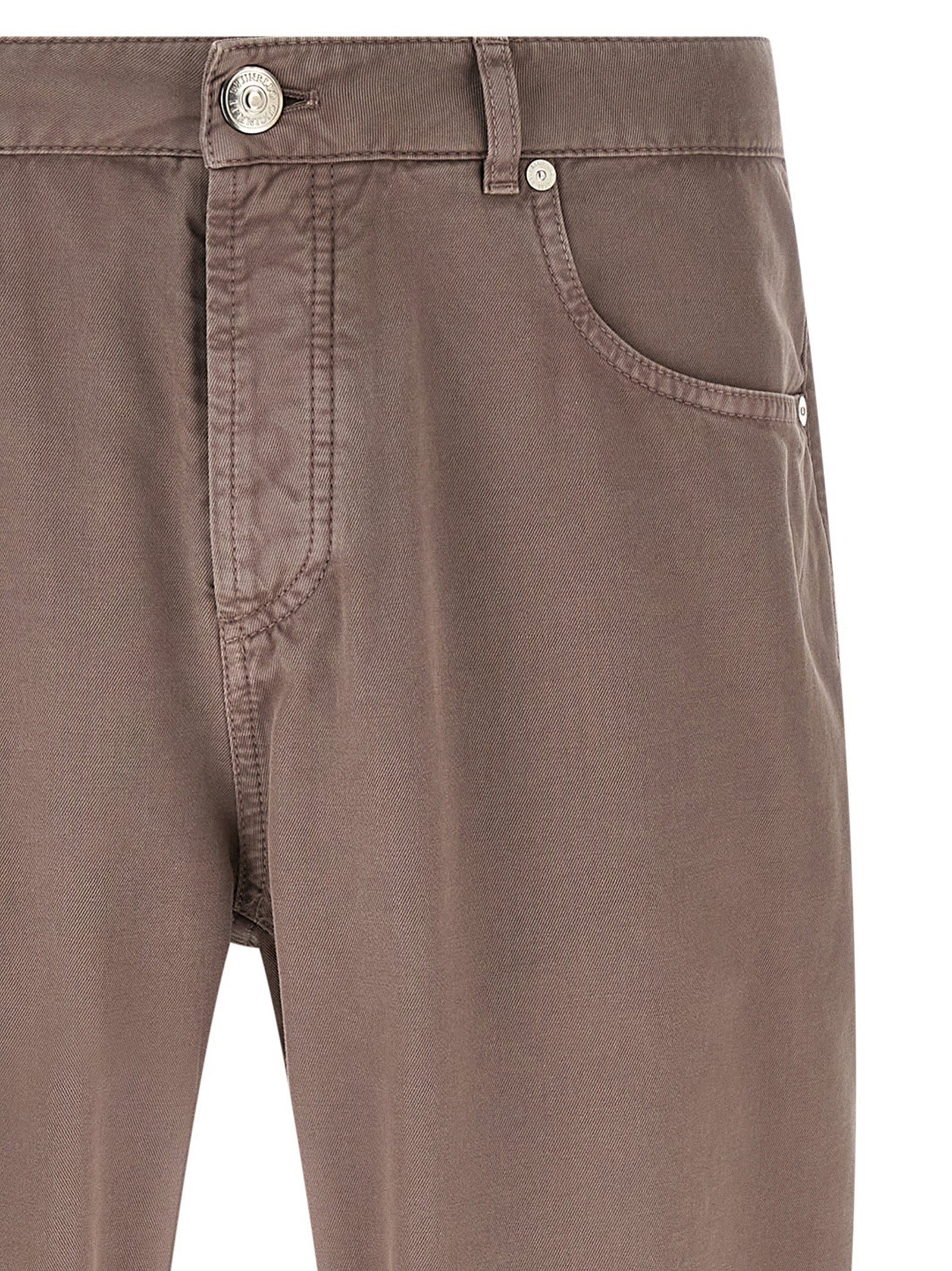 Brown Cotton Casual Pants