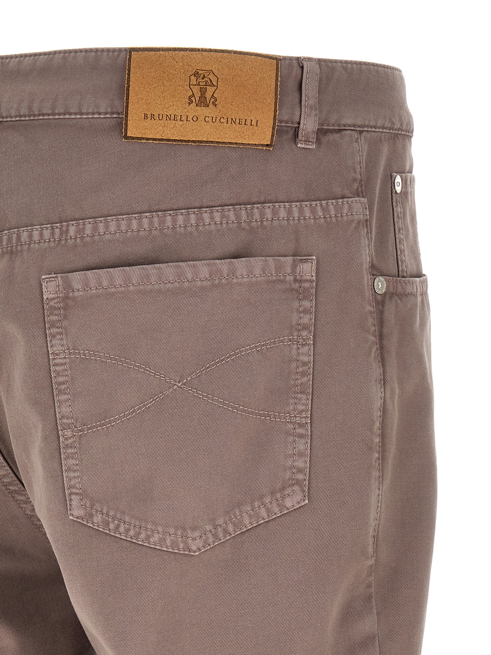 Brown Cotton Casual Pants