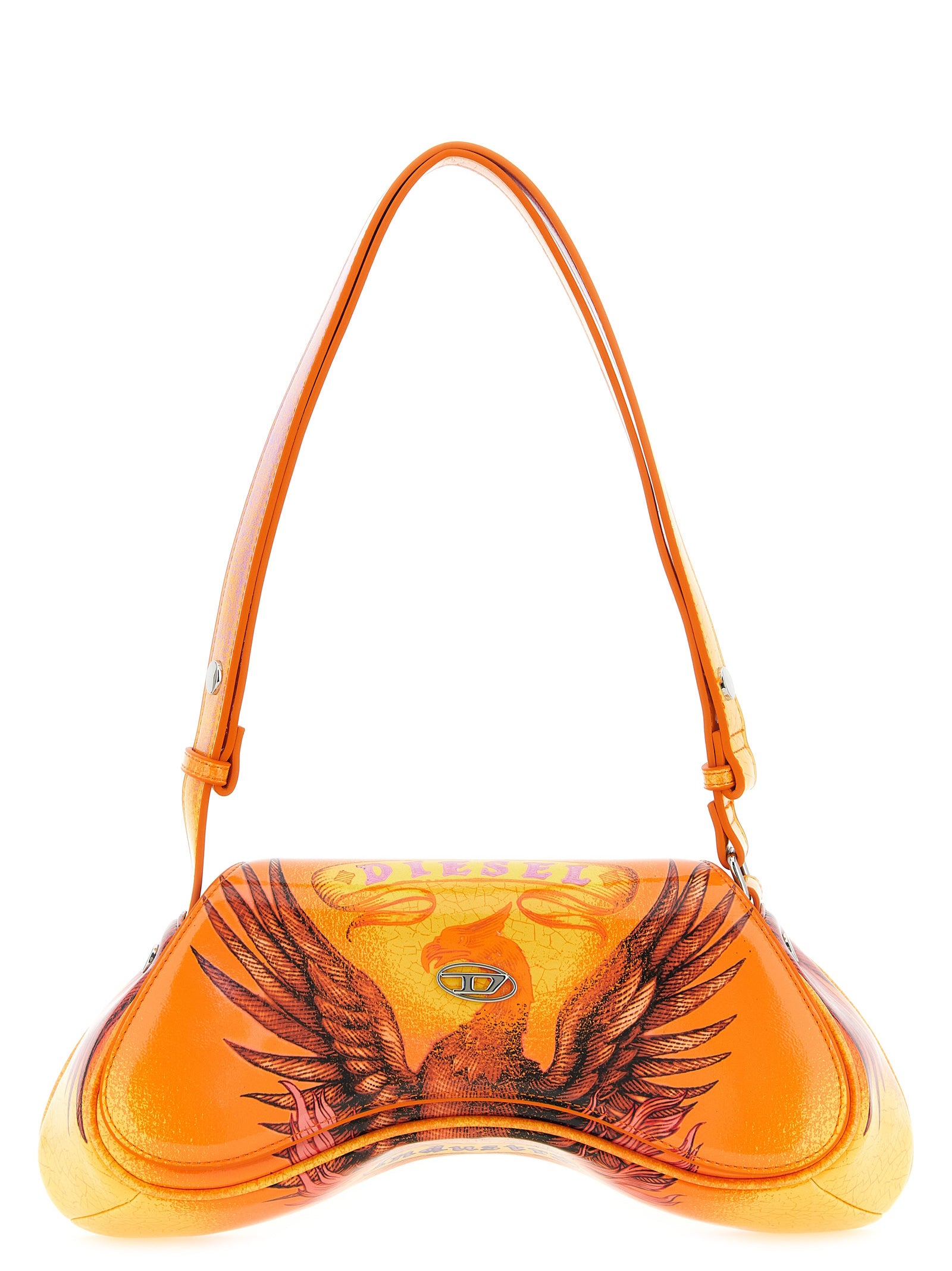 Orange Polyethylene Crossbody Bag