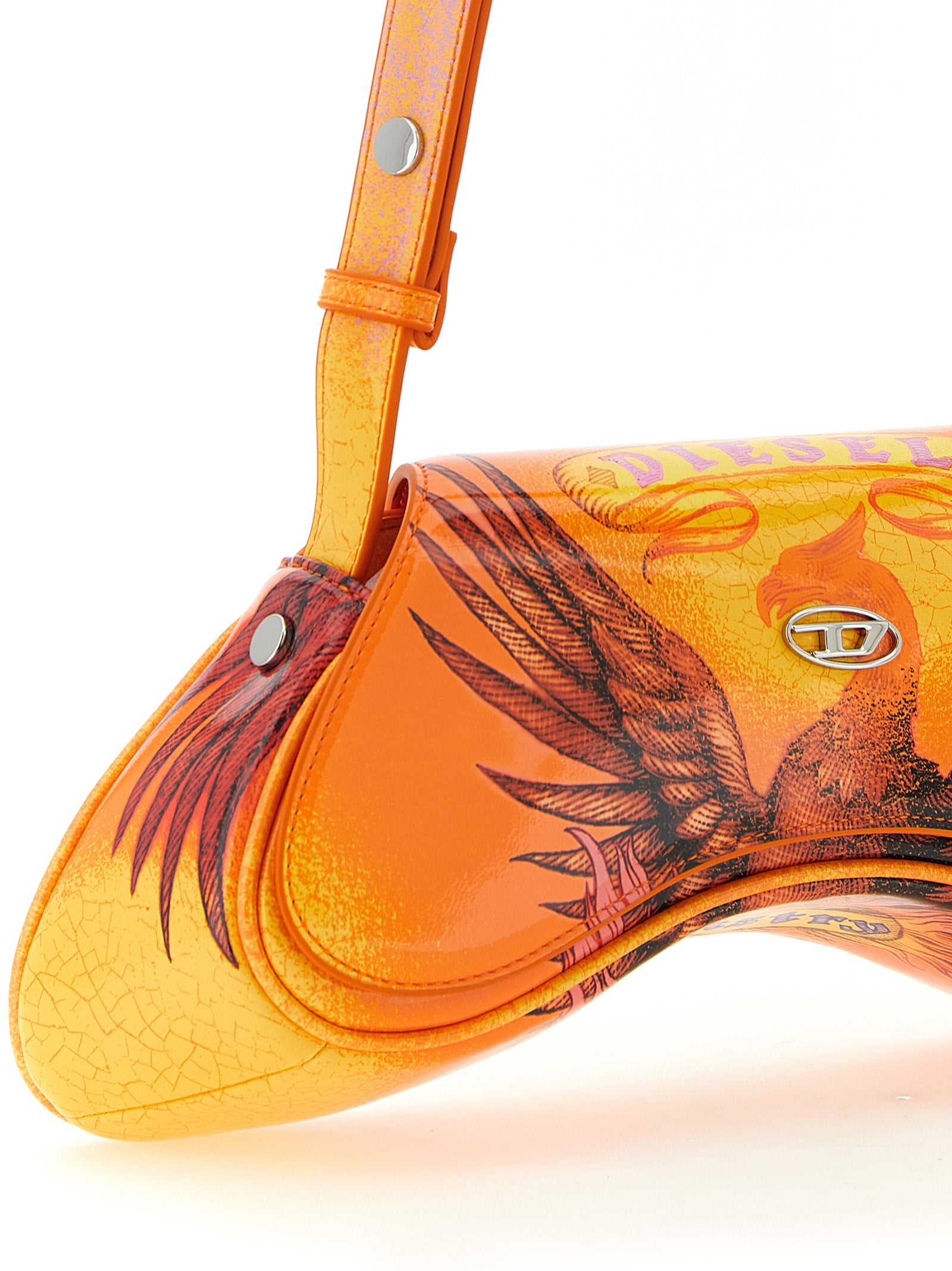 Orange Polyethylene Crossbody Bag