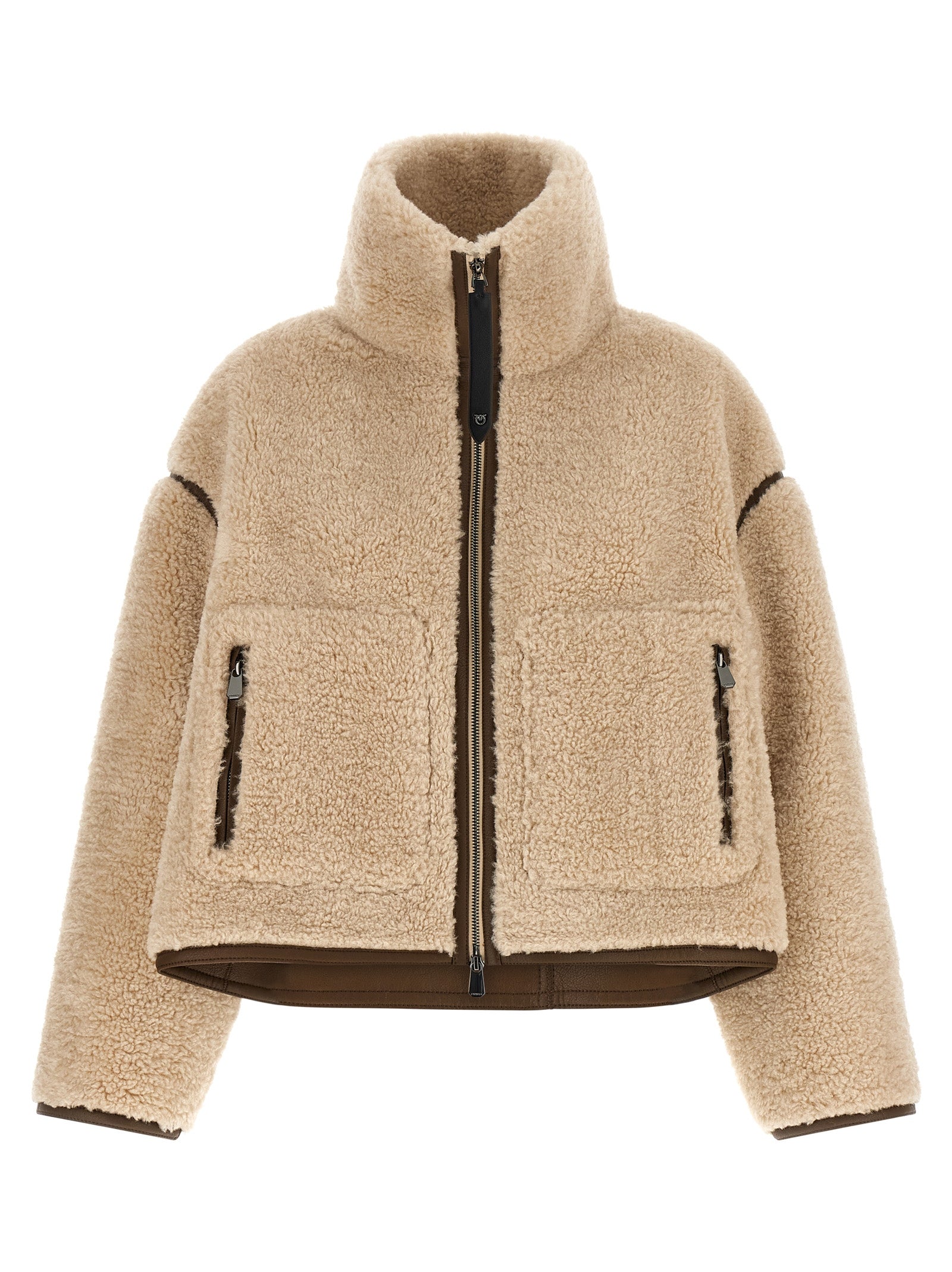 Beige Polyester Full-Length Jacket