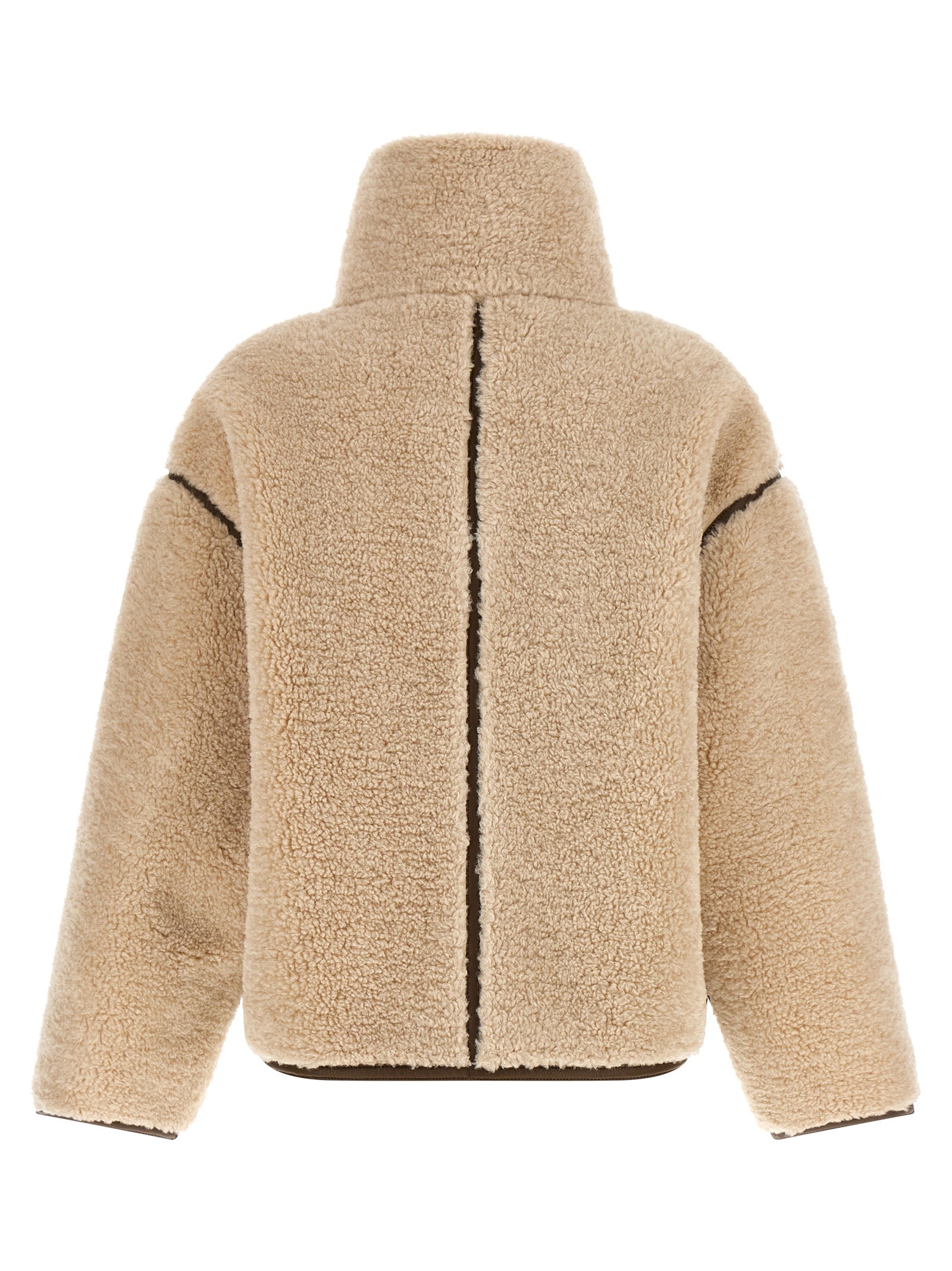 Beige Polyester Full-Length Jacket