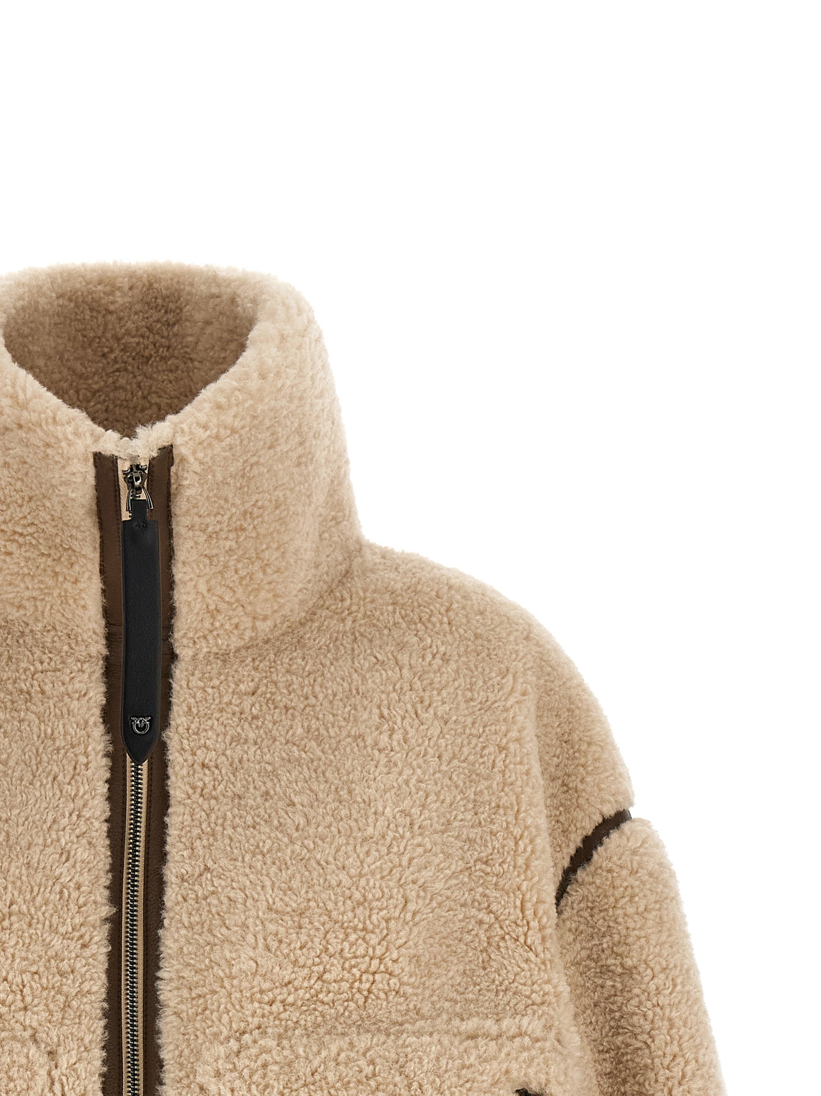 Beige Polyester Full-Length Jacket