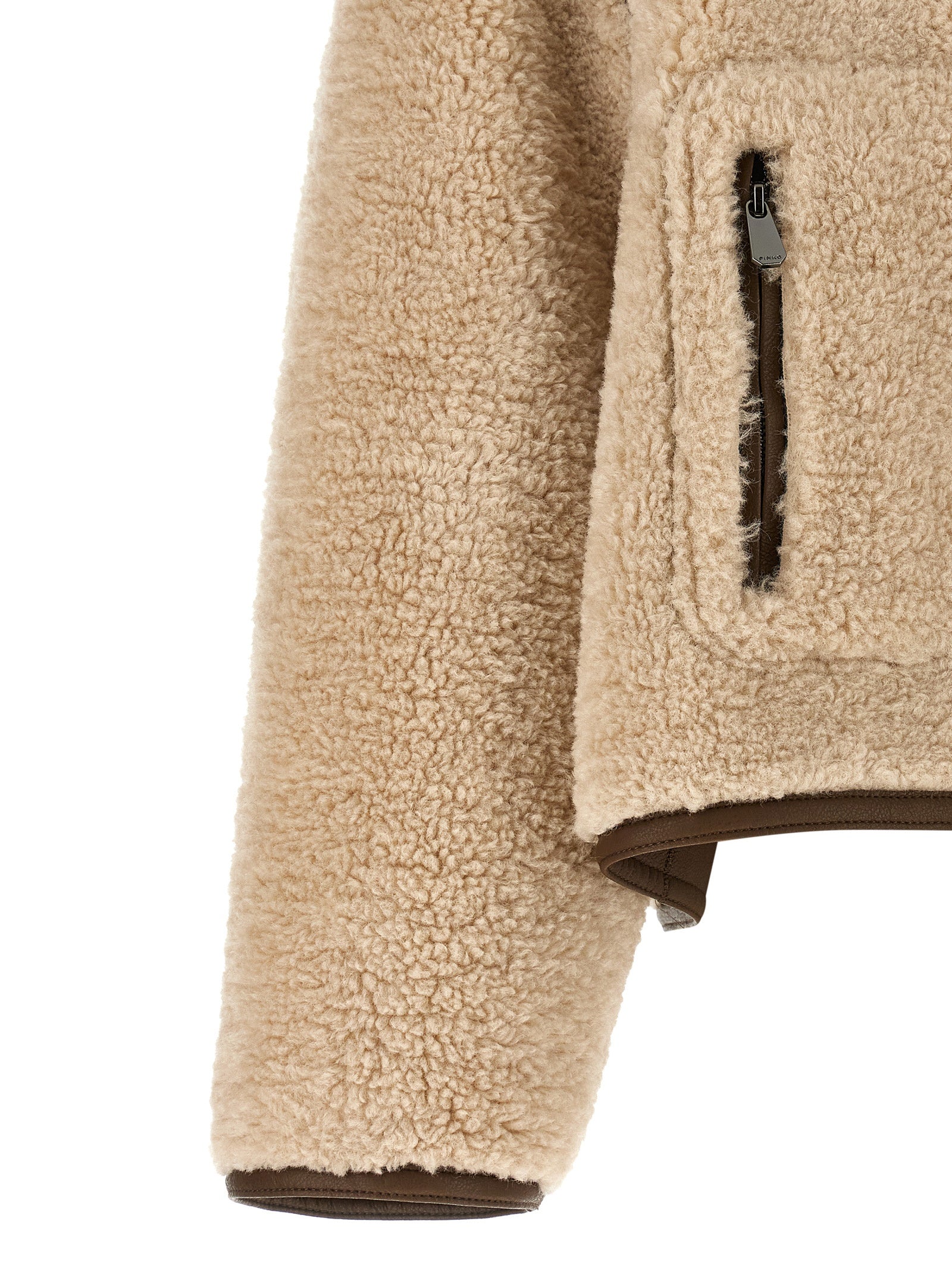 Beige Polyester Full-Length Jacket