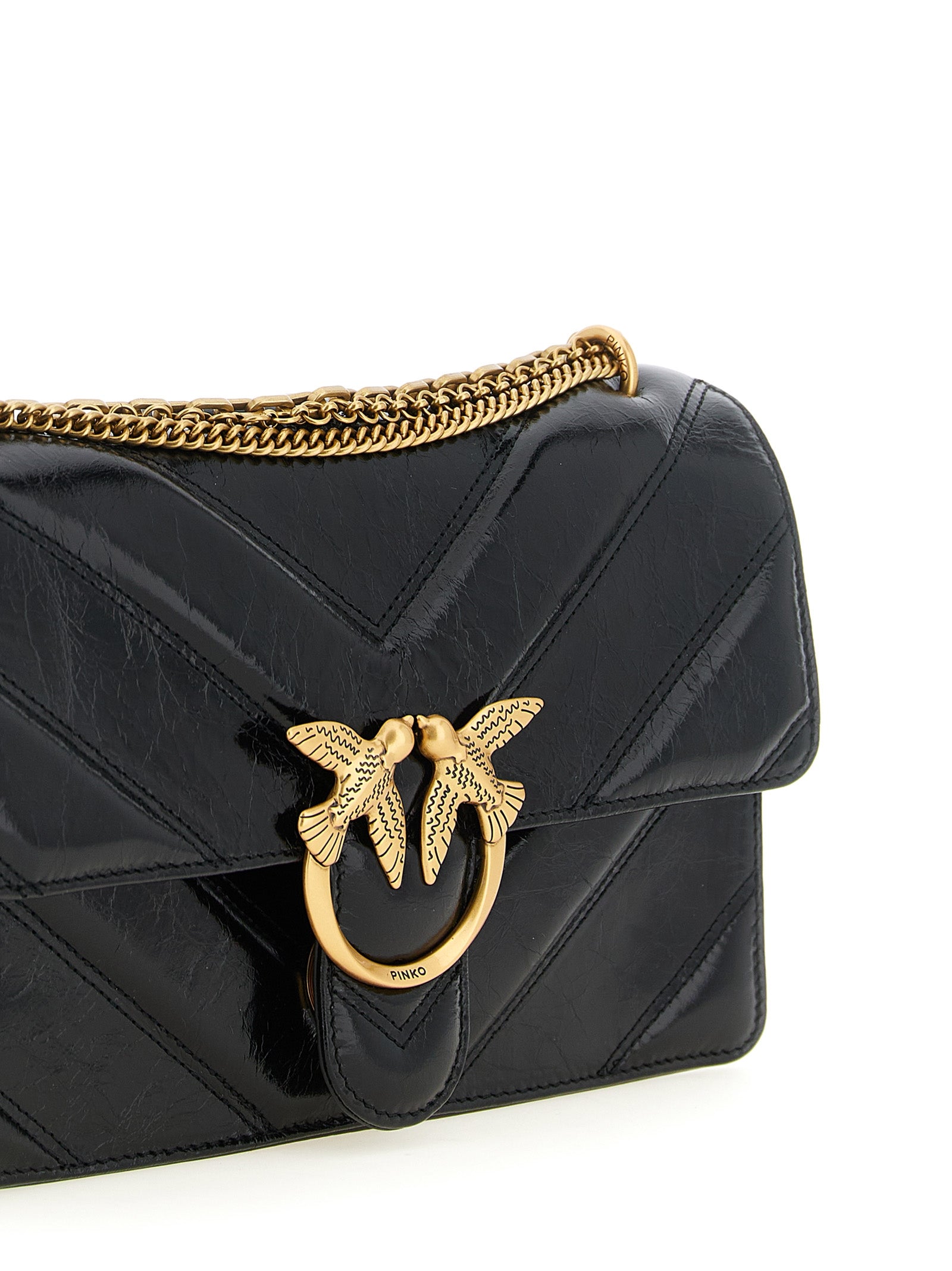 Black Calfskin Shoulder Bag