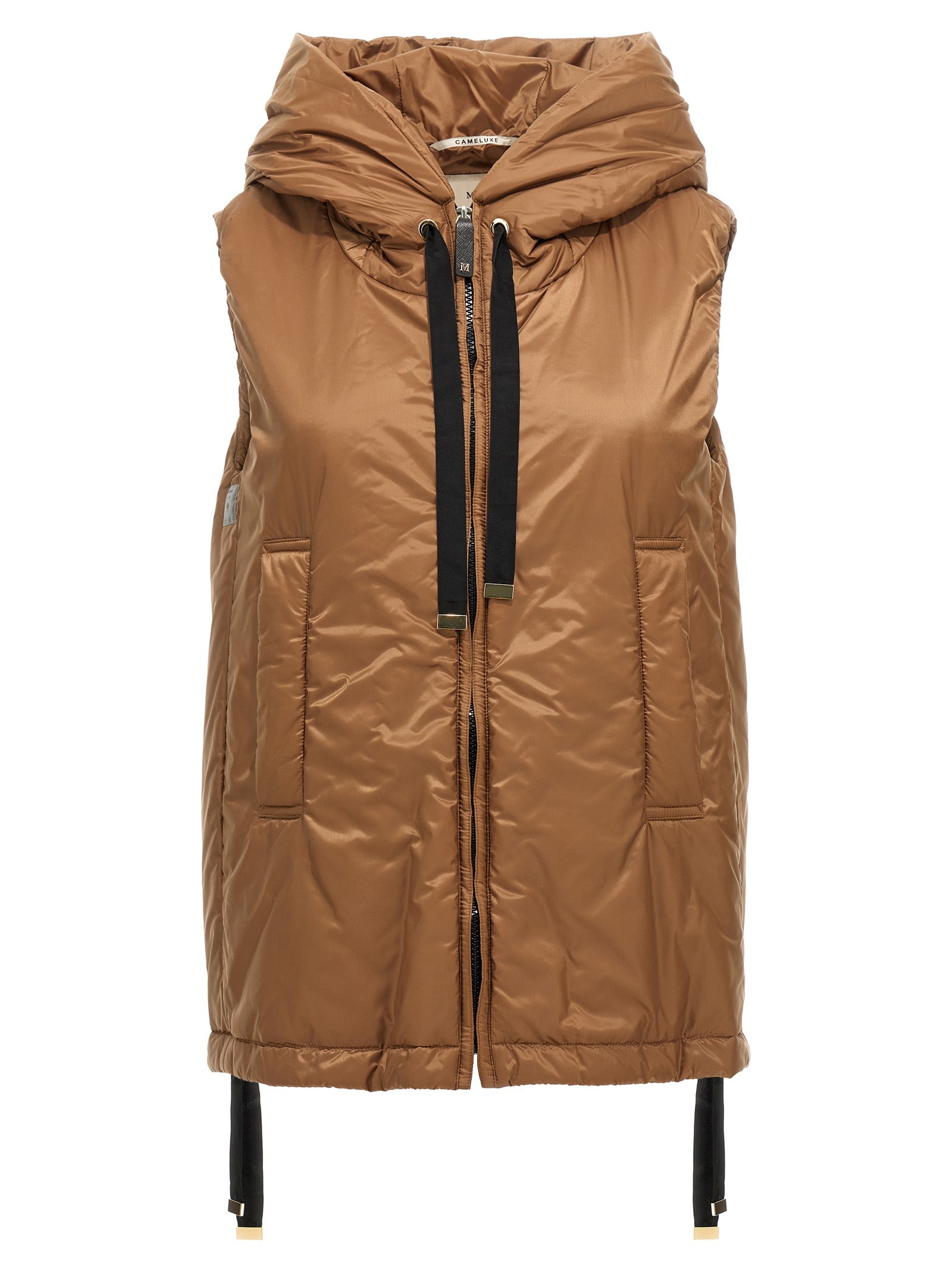 Brown Polyester Sleeveless Jacket