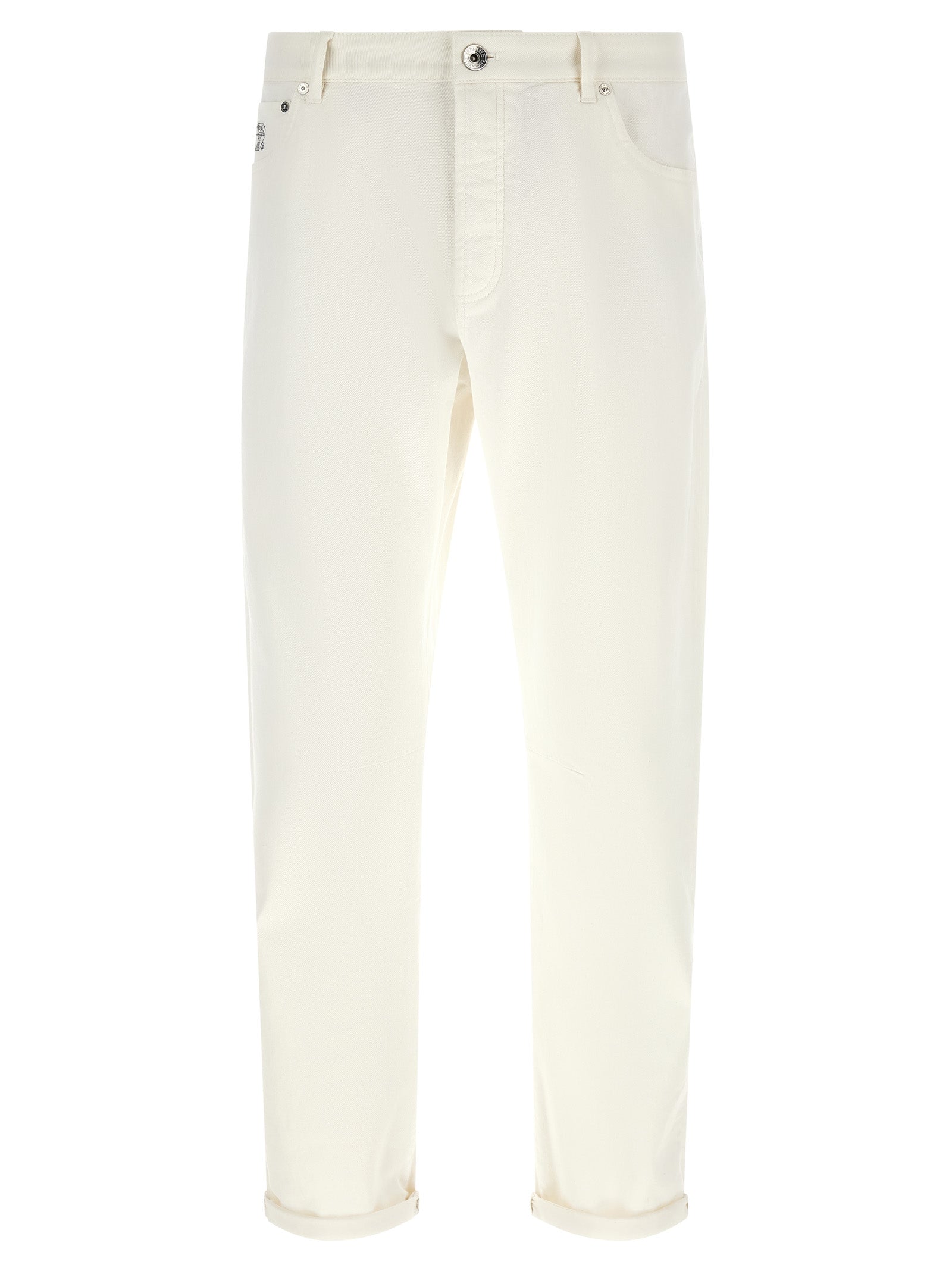 White Cotton Cropped Jeans