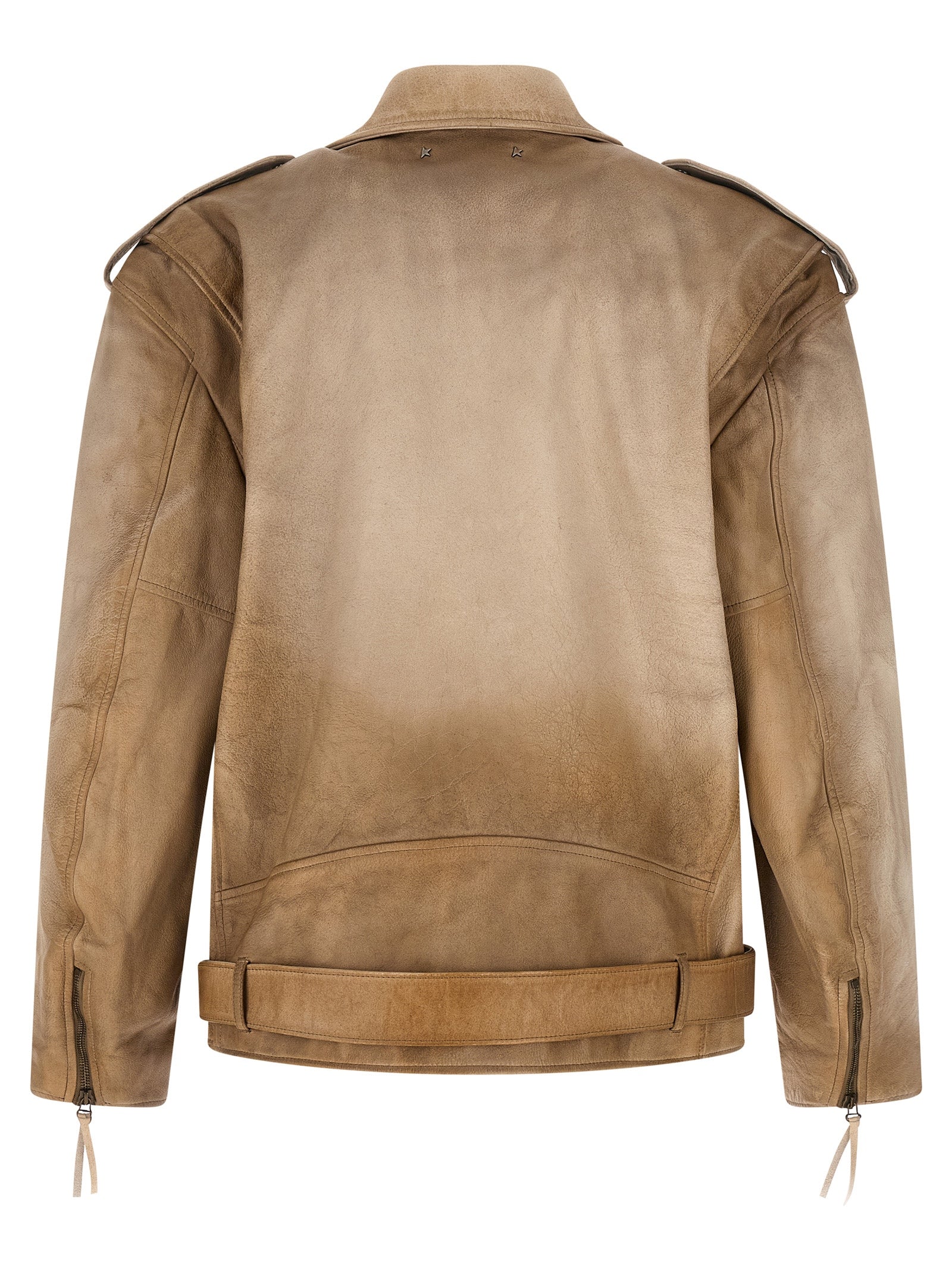 Beige Buffalo Leather Leather Jacket