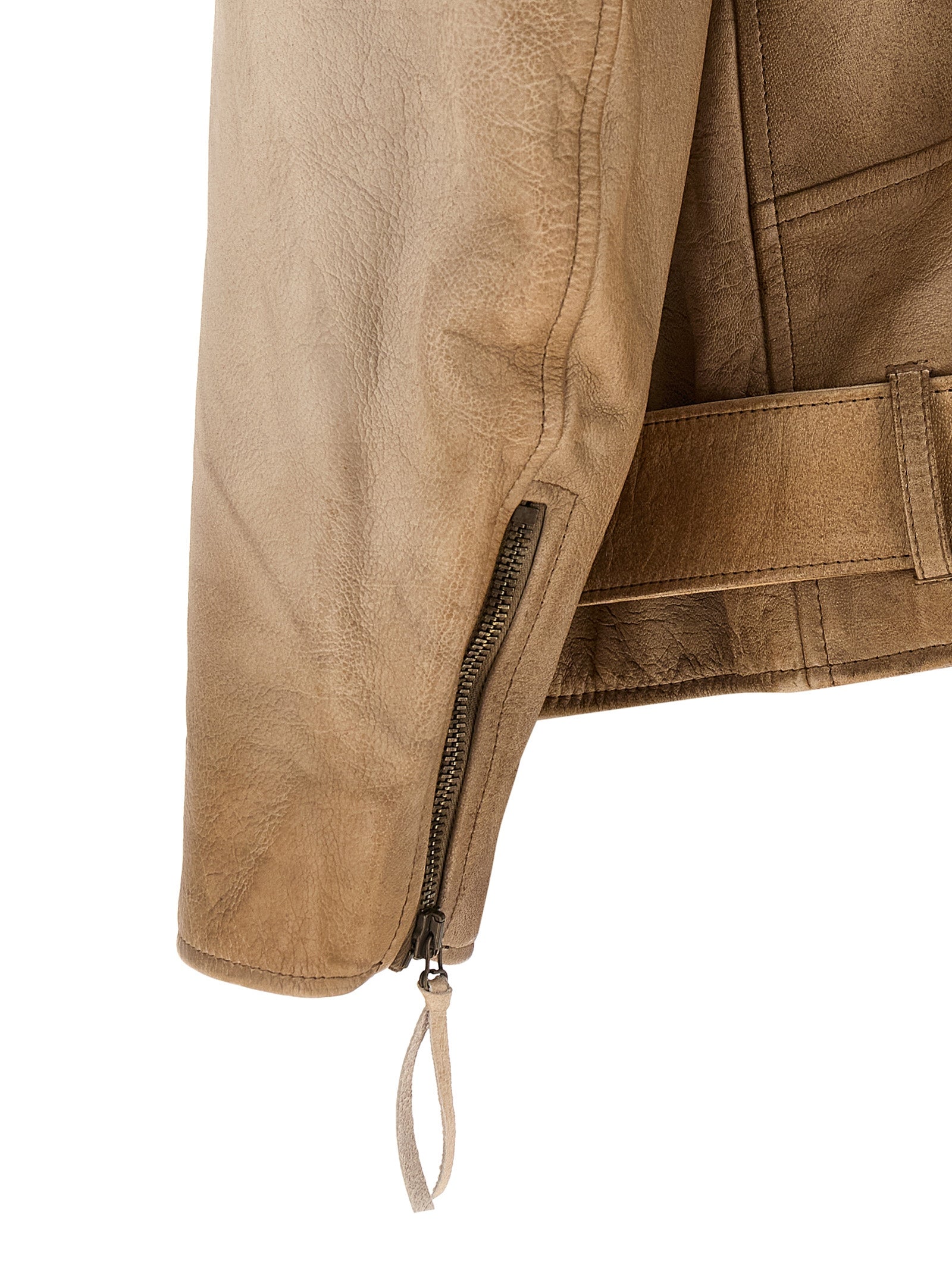 Beige Buffalo Leather Leather Jacket