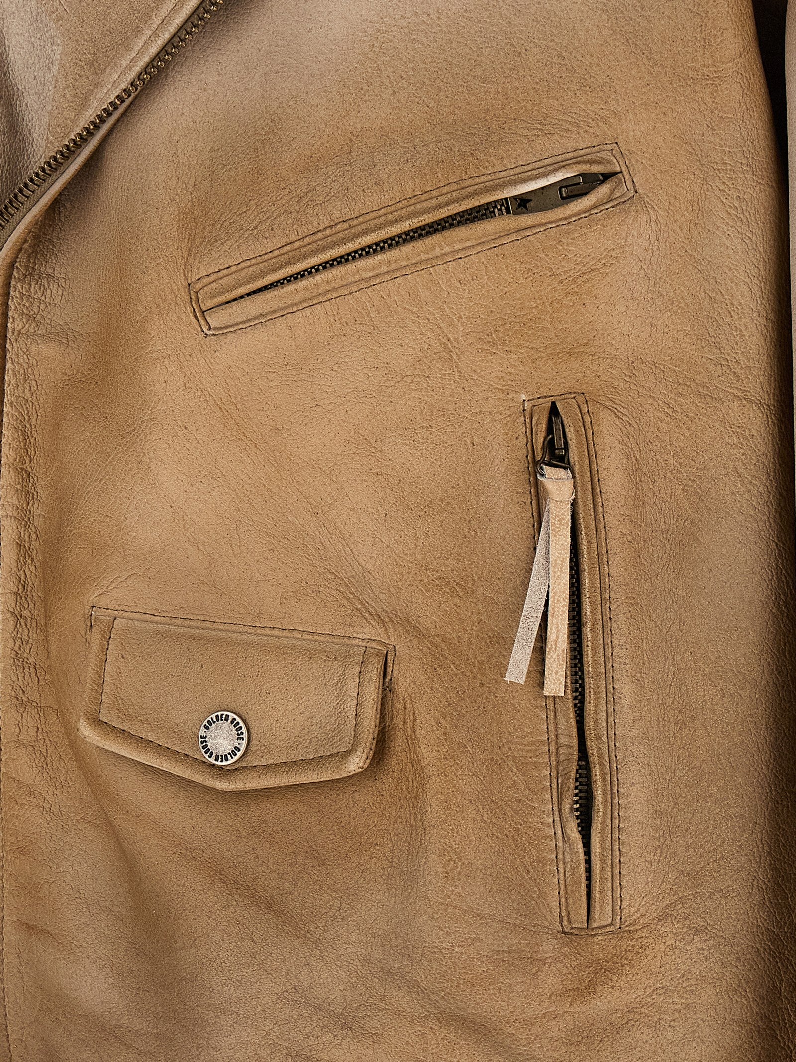 Beige Buffalo Leather Leather Jacket