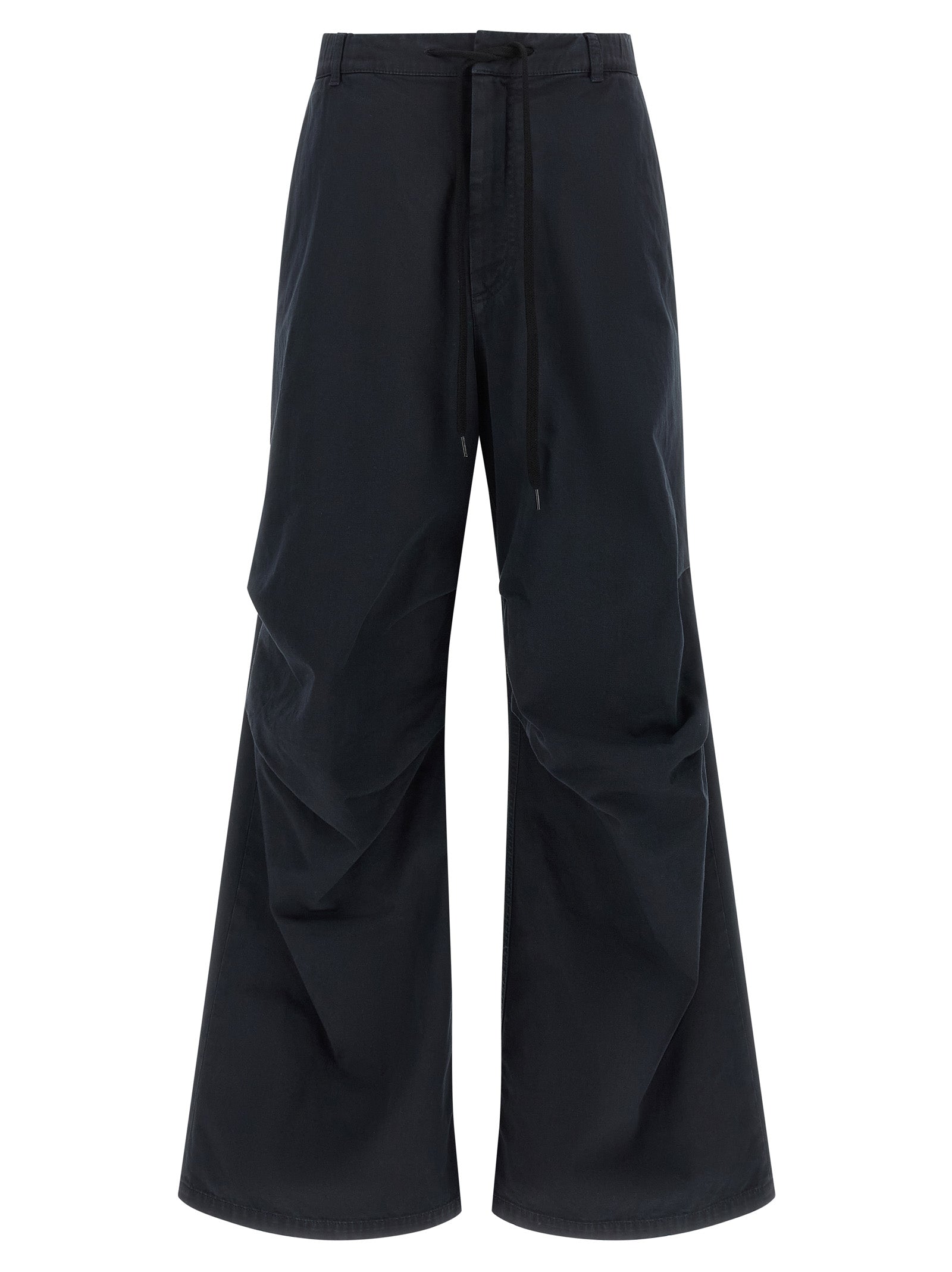 Blue Cotton Casual Pants