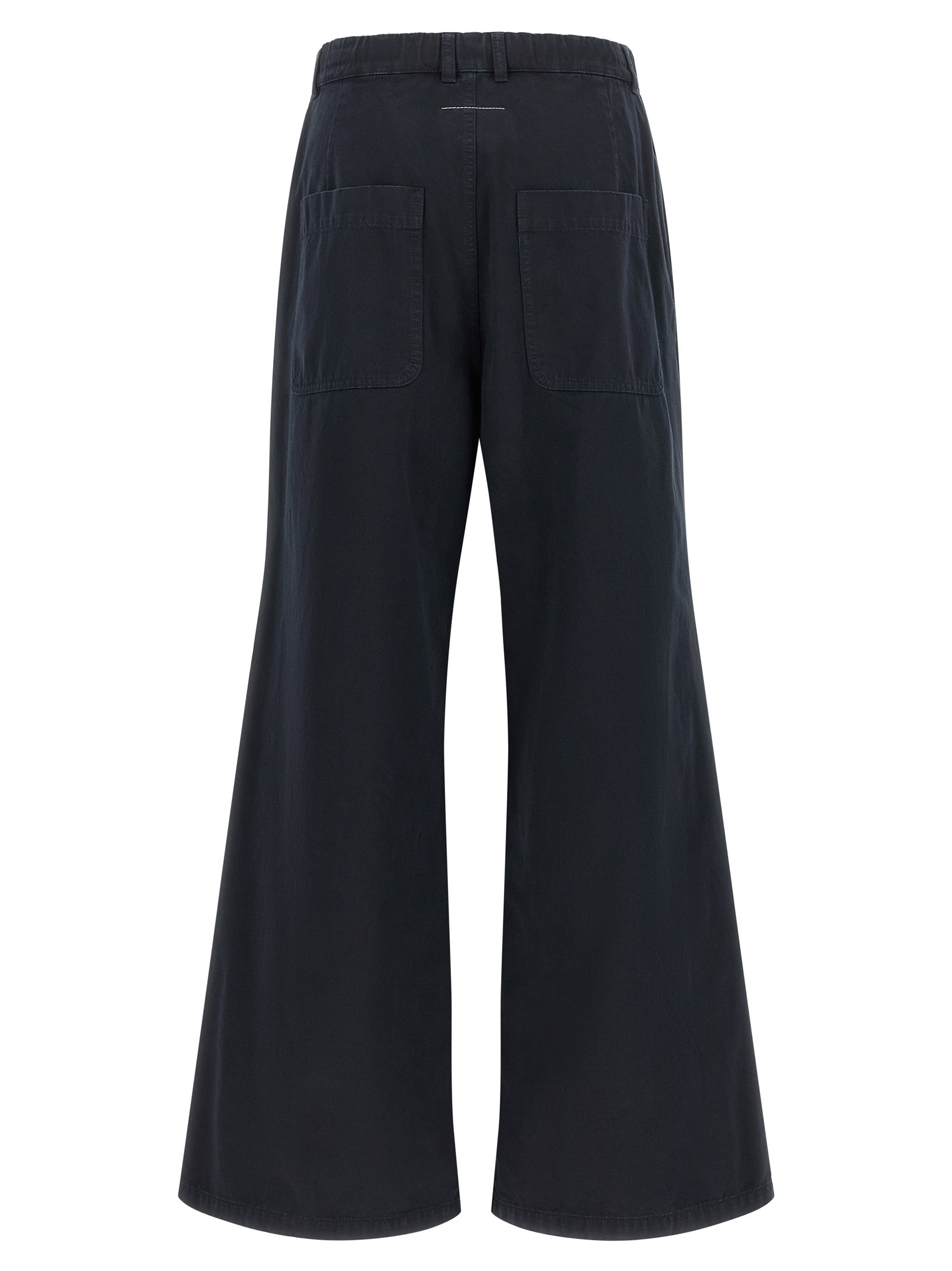Blue Cotton Casual Pants