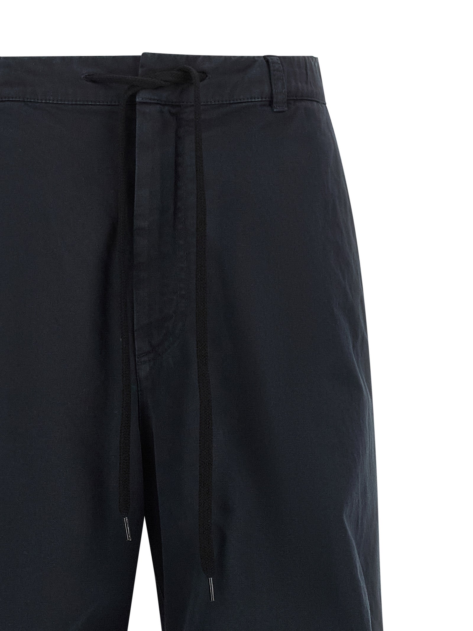 Blue Cotton Casual Pants