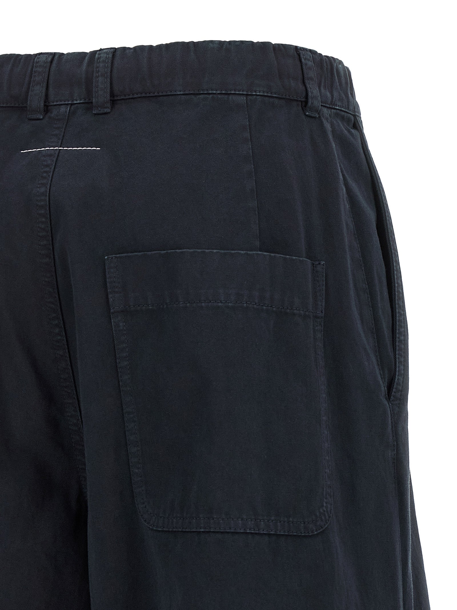 Blue Cotton Casual Pants