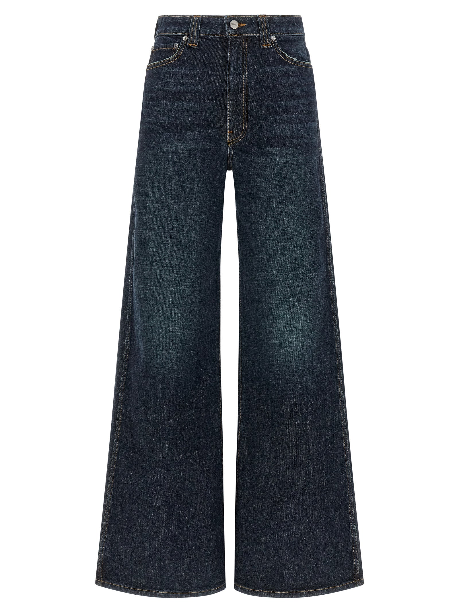 Blue Cotton Flared Jeans