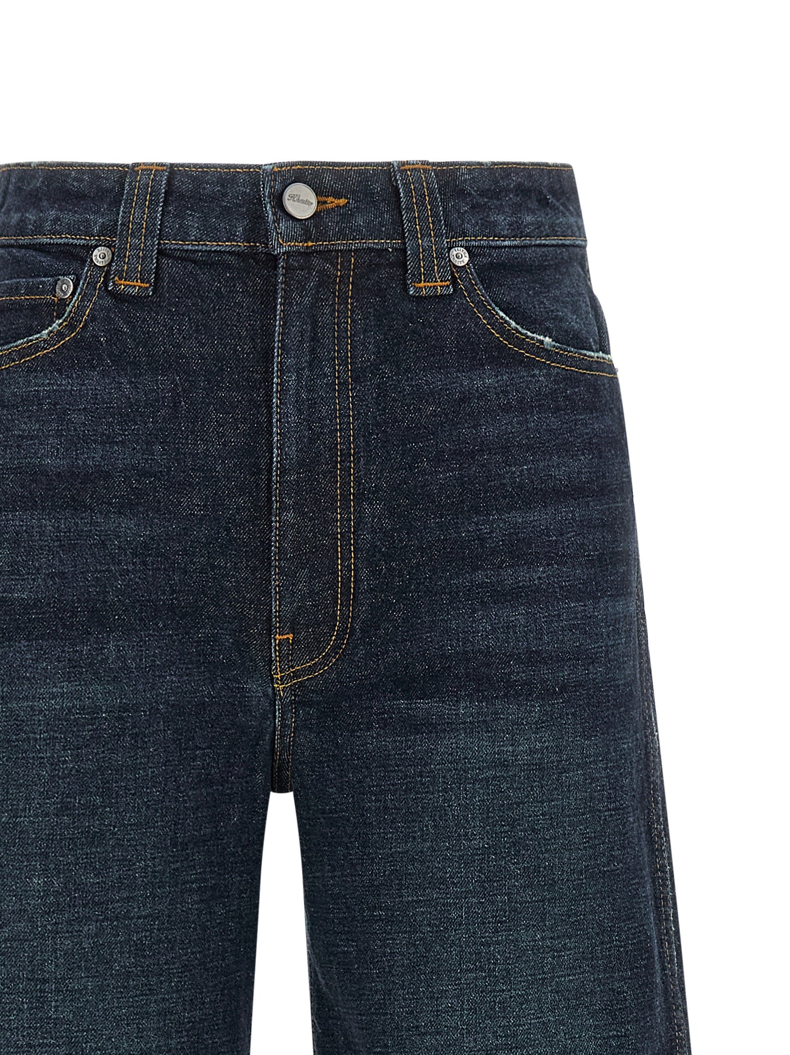 Blue Cotton Flared Jeans