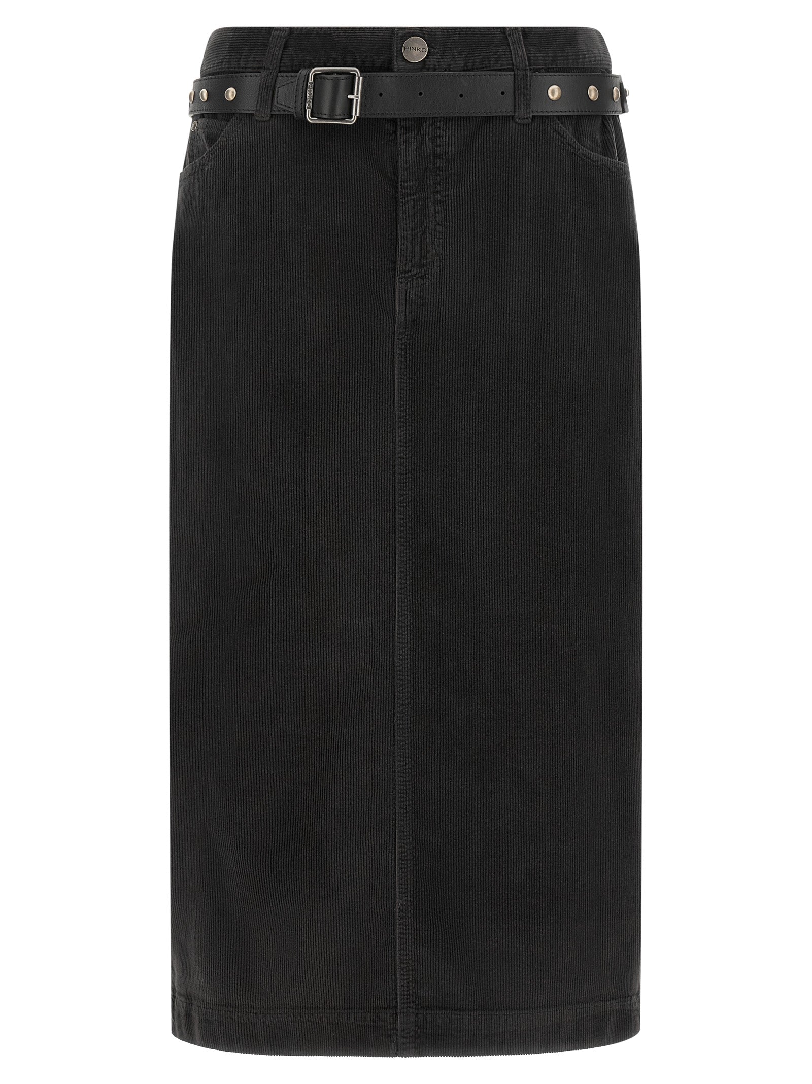 Black Cotton Midi Skirt