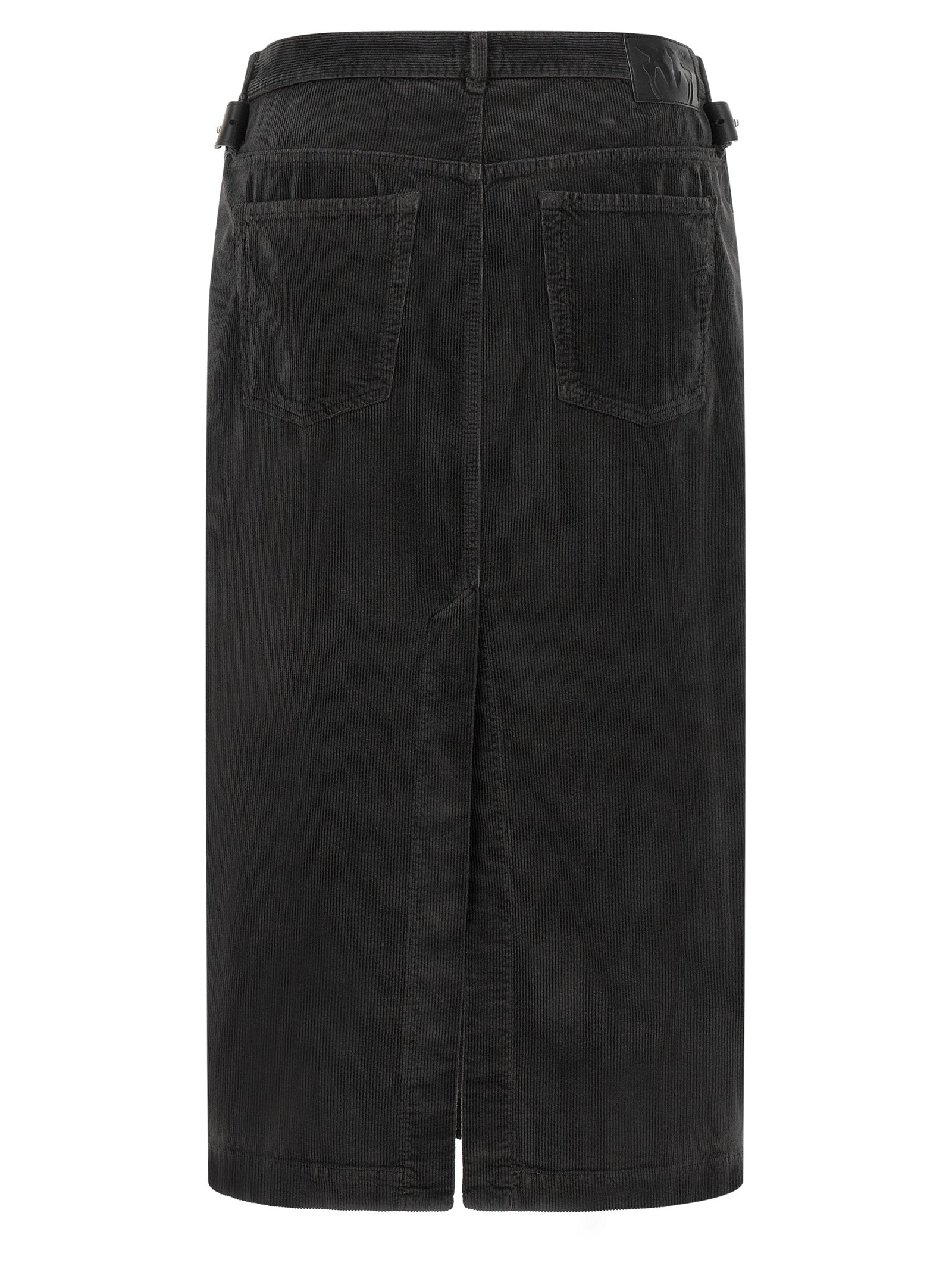 Black Cotton Midi Skirt