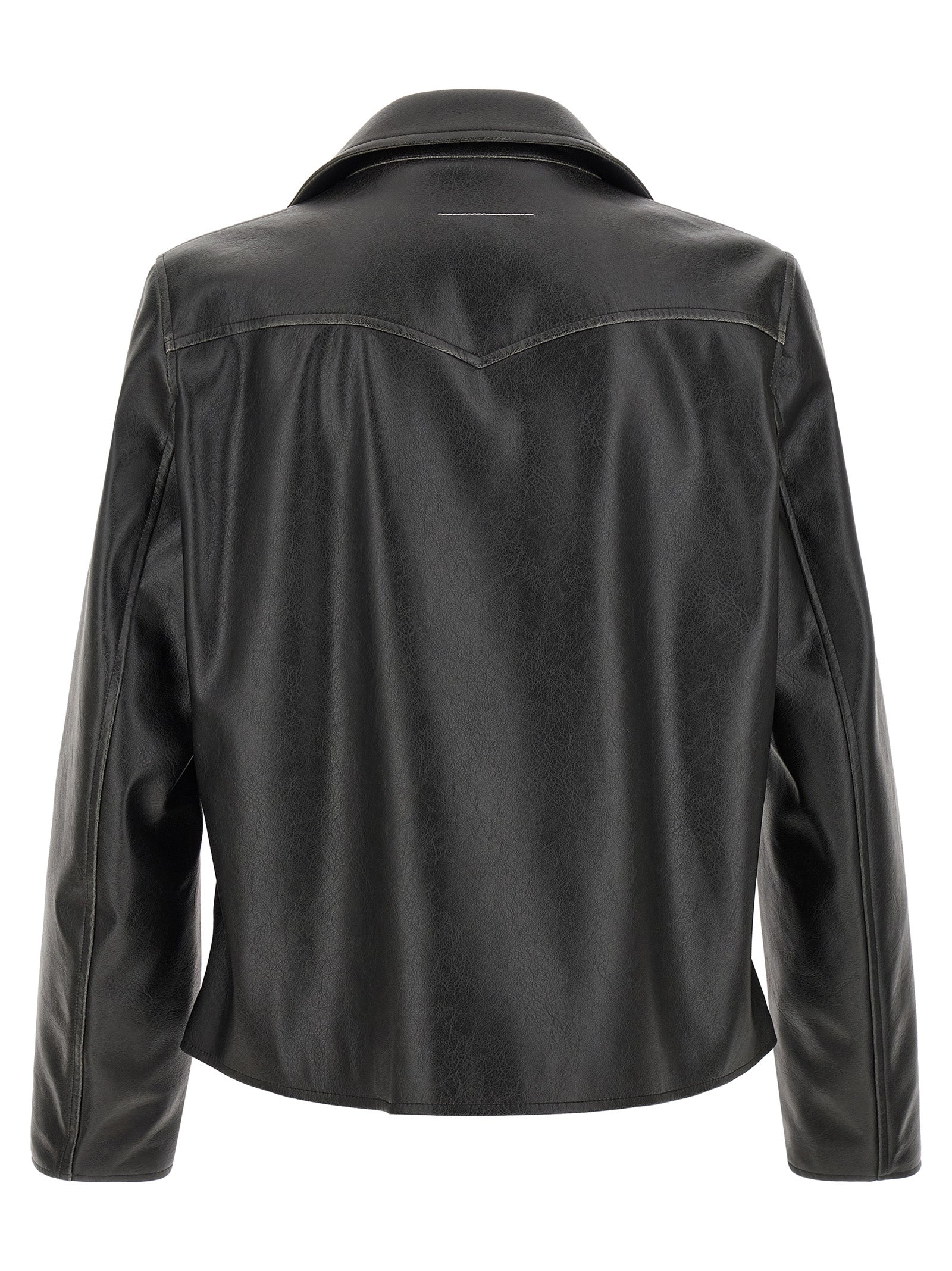 Black Polyester Leather Jacket