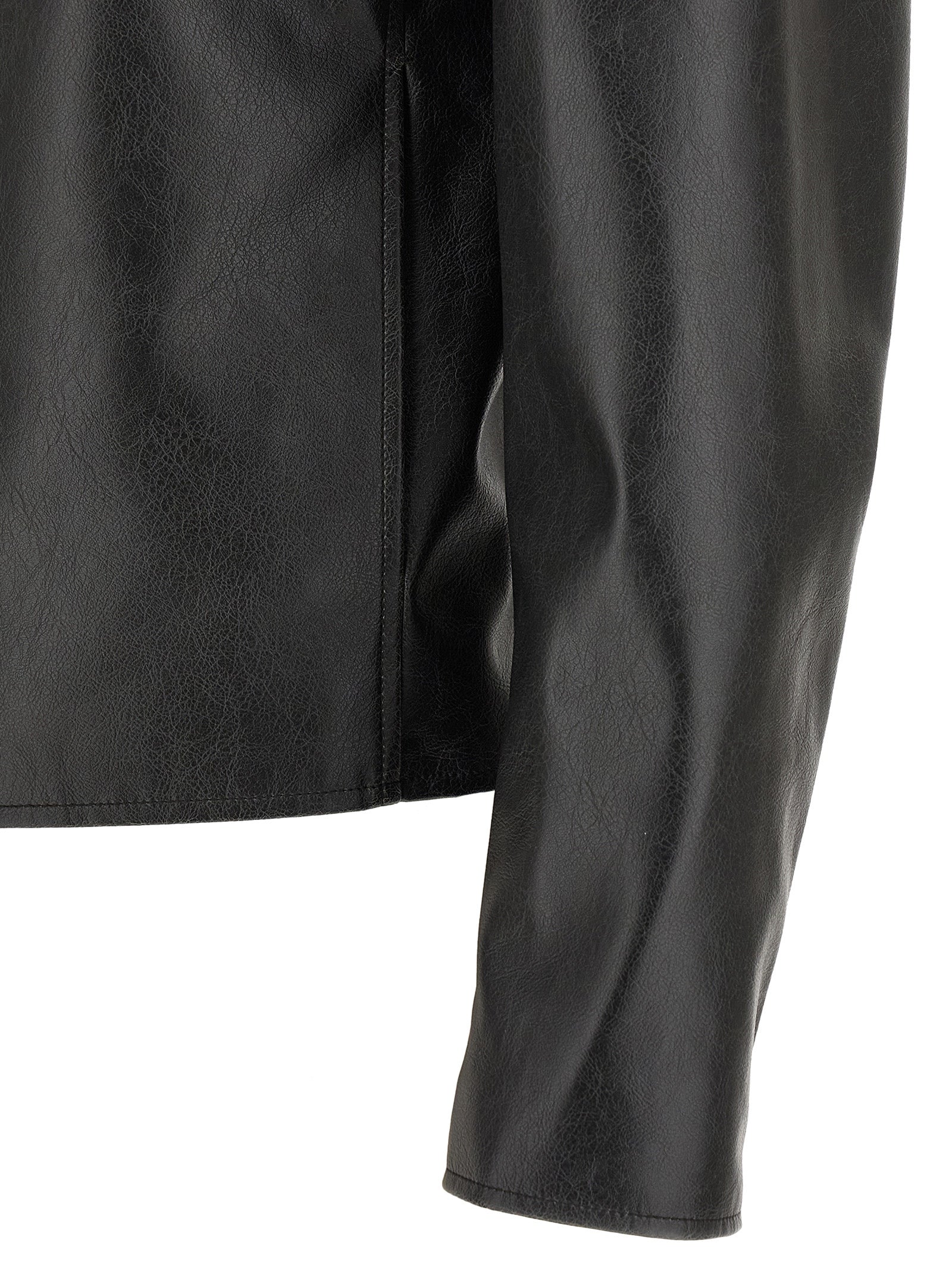 Black Polyester Leather Jacket