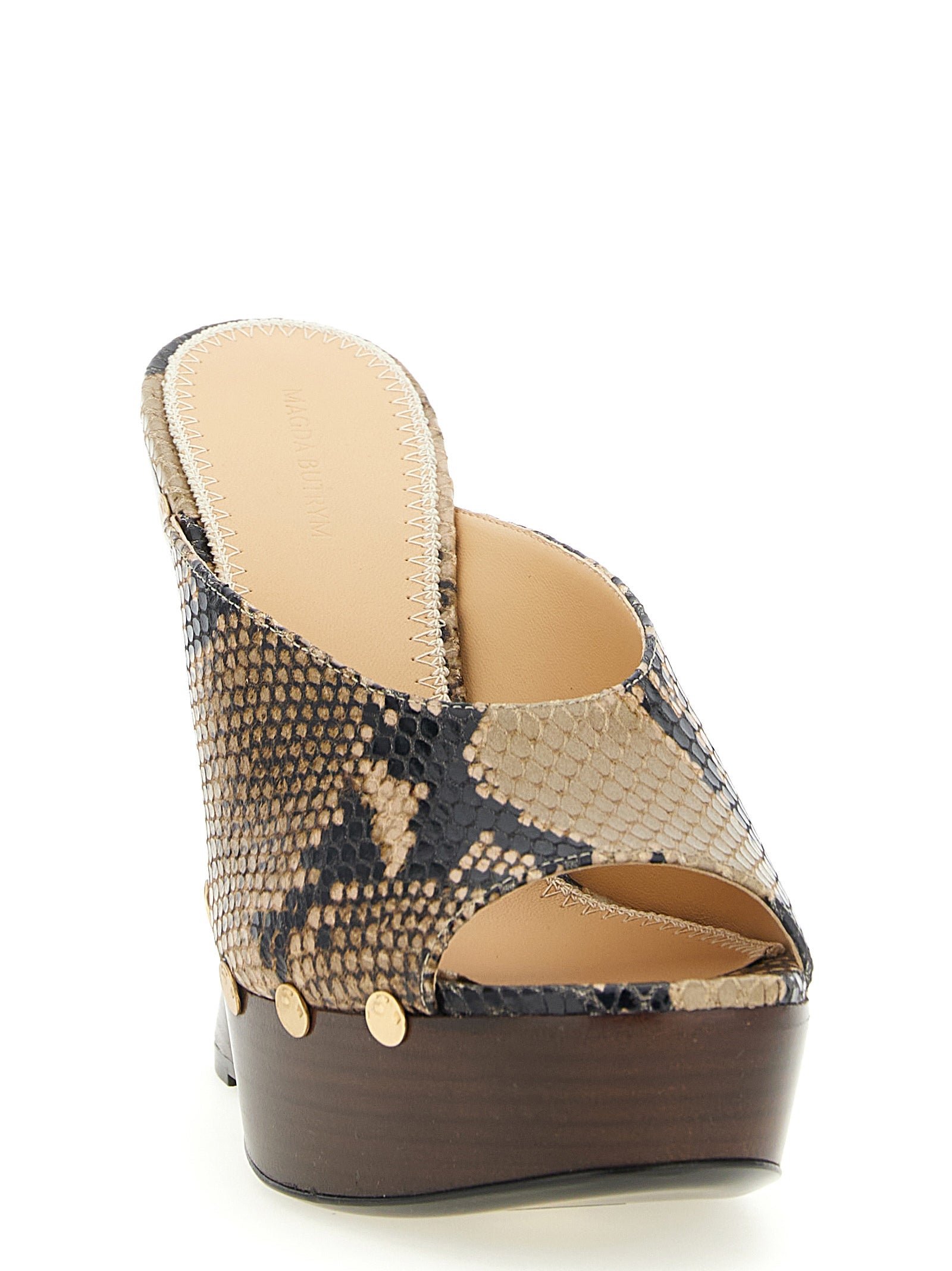 Brown Calfskin Wedge Sandals