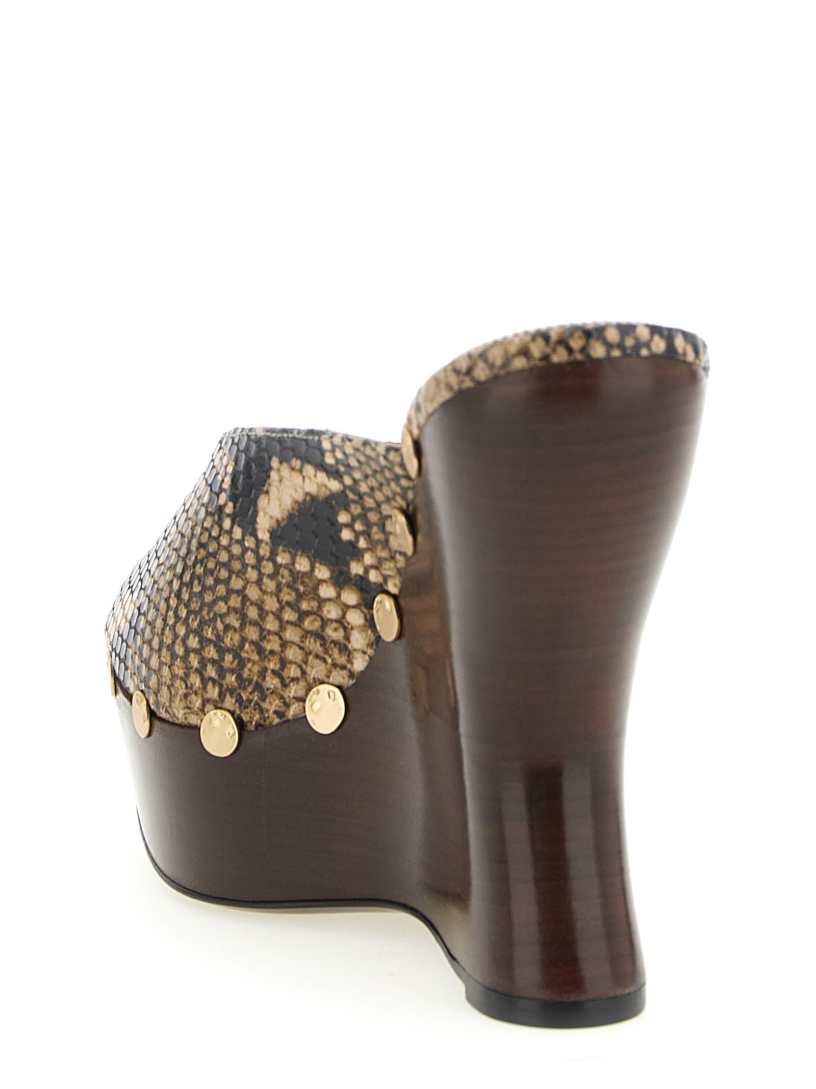 Brown Calfskin Wedge Sandals