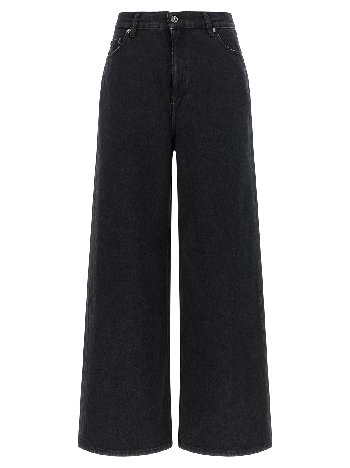 Black Cotton Flared Jeans