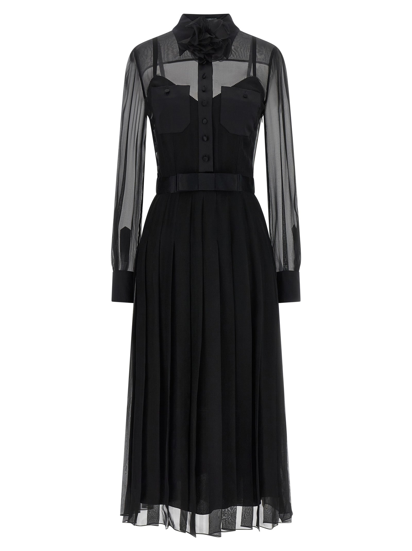 Black Silk Midi Dress