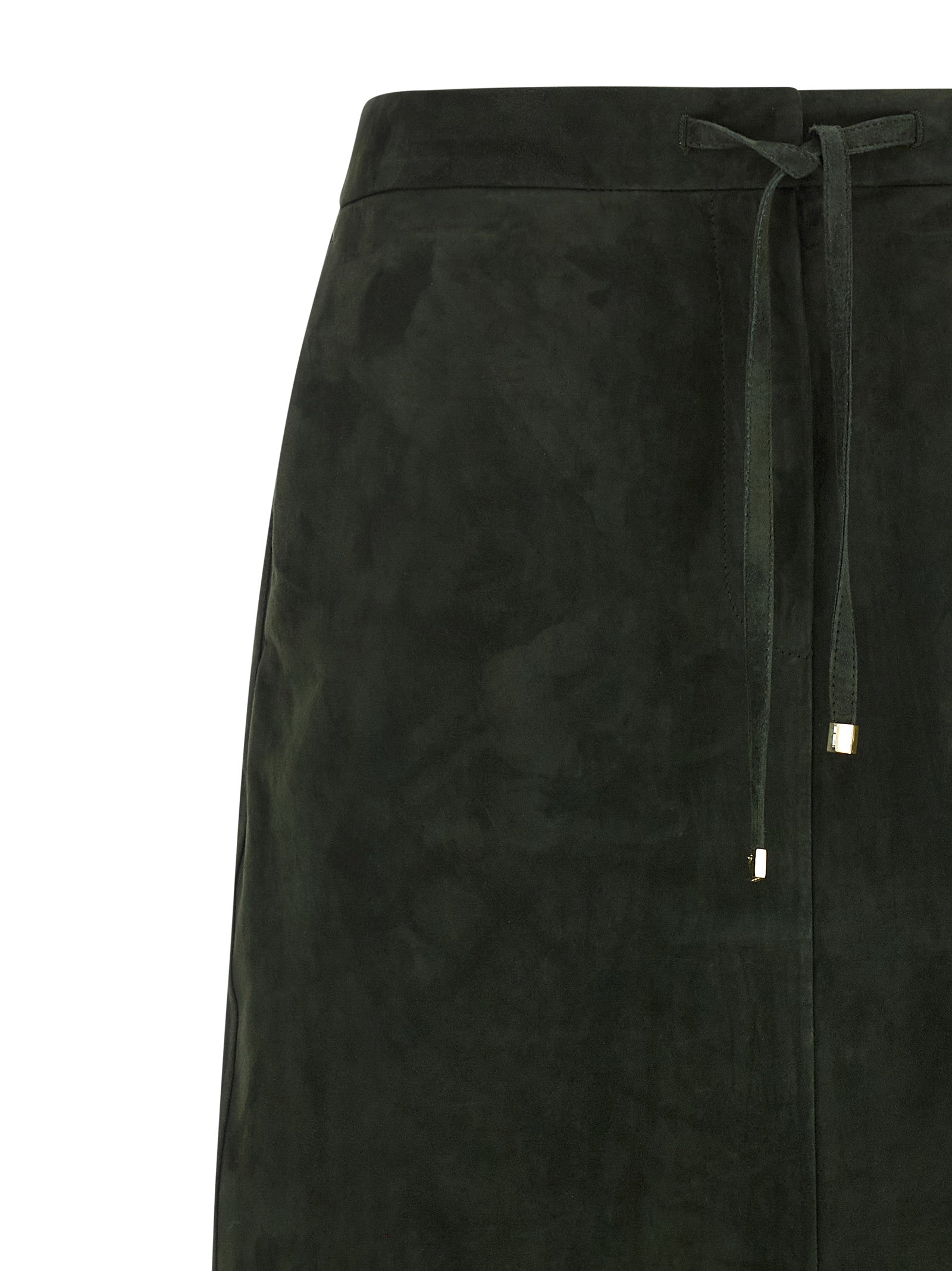 Bicolor Lamb Leather Midi Skirt